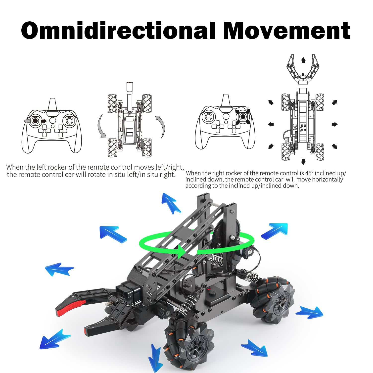 VANLINNY Smart Robot Arm Kit,2-in-1 Science Kits with 4-DOF Robotic Car,Electronic Programming DIY Toy for Kids Ages 8+,Promotes STEM Interest in Science,Technology,Best Birthday Gifts for Boys/Girls.