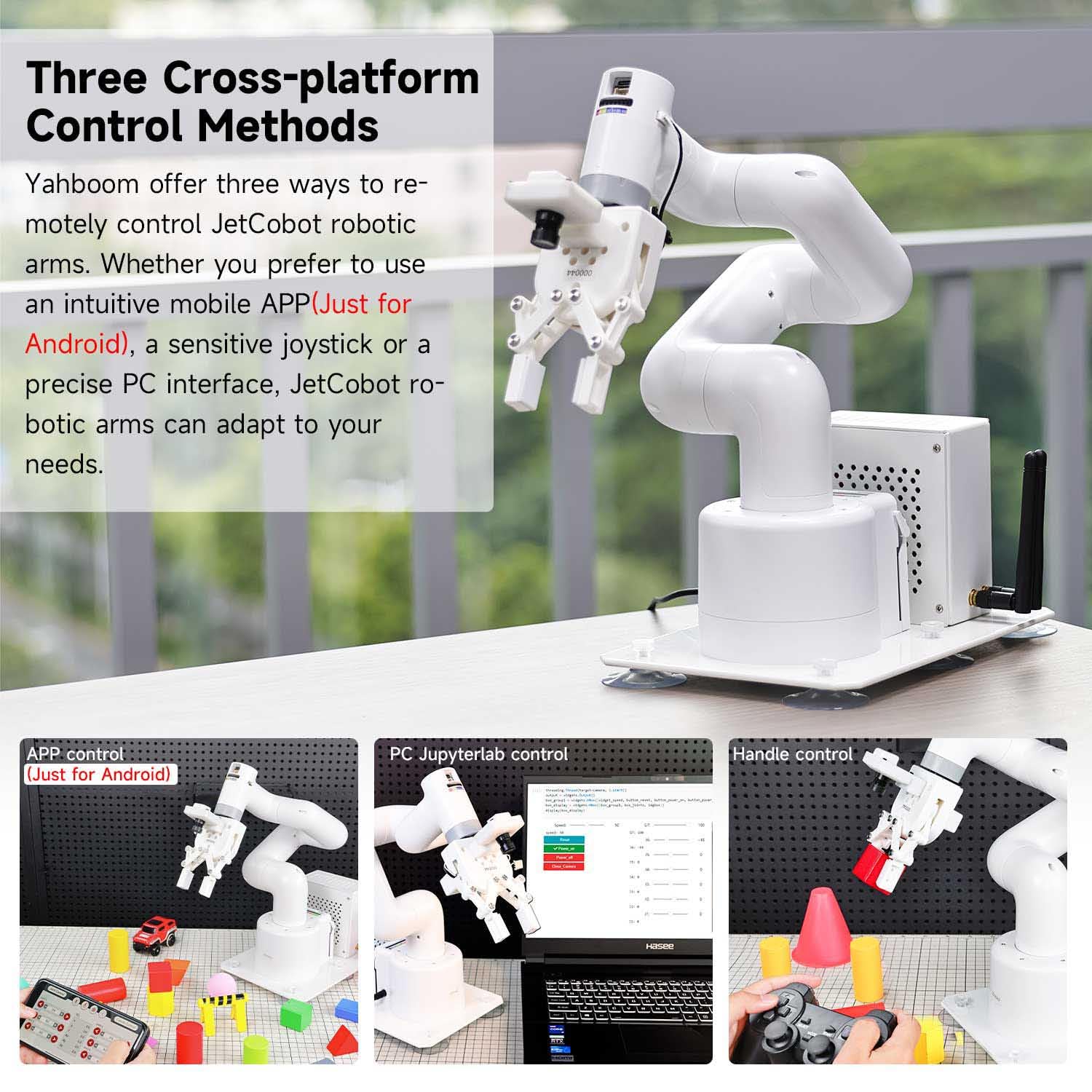 Yahboom Jetson Nano 4GB Collaborative Robot Arm Programmable ROS OpenCV for Mechanical Engineers, 7Dof with Adaptive Gripper