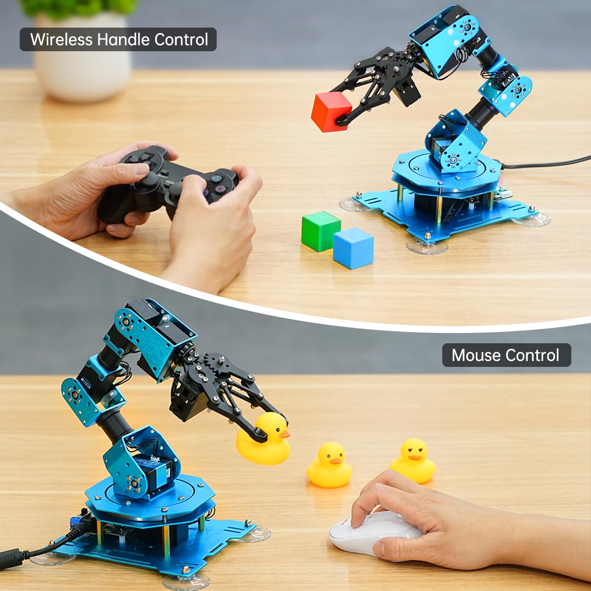 Robotic Arm for Arduino Coding Programming 6DOF Hiwonder-xArm1S STEM Educational Building Robot Arm Kits, 6 AXIS Full Metal Robotic Arm Wireless Handle/PC/App/Mouse Control Learning Robot