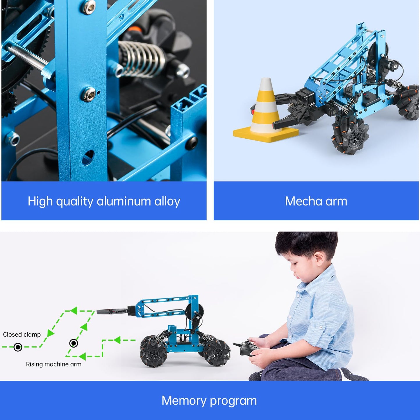 VANLINNY Smart Robot Arm Kit,2-in-1 Science Kits with 4-DOF Robotic Car,Electronic Programming DIY Toy for Kids Ages 8+,Promotes STEM Interest in Science,Technology,Best Birthday Gifts for Boys/Girls.