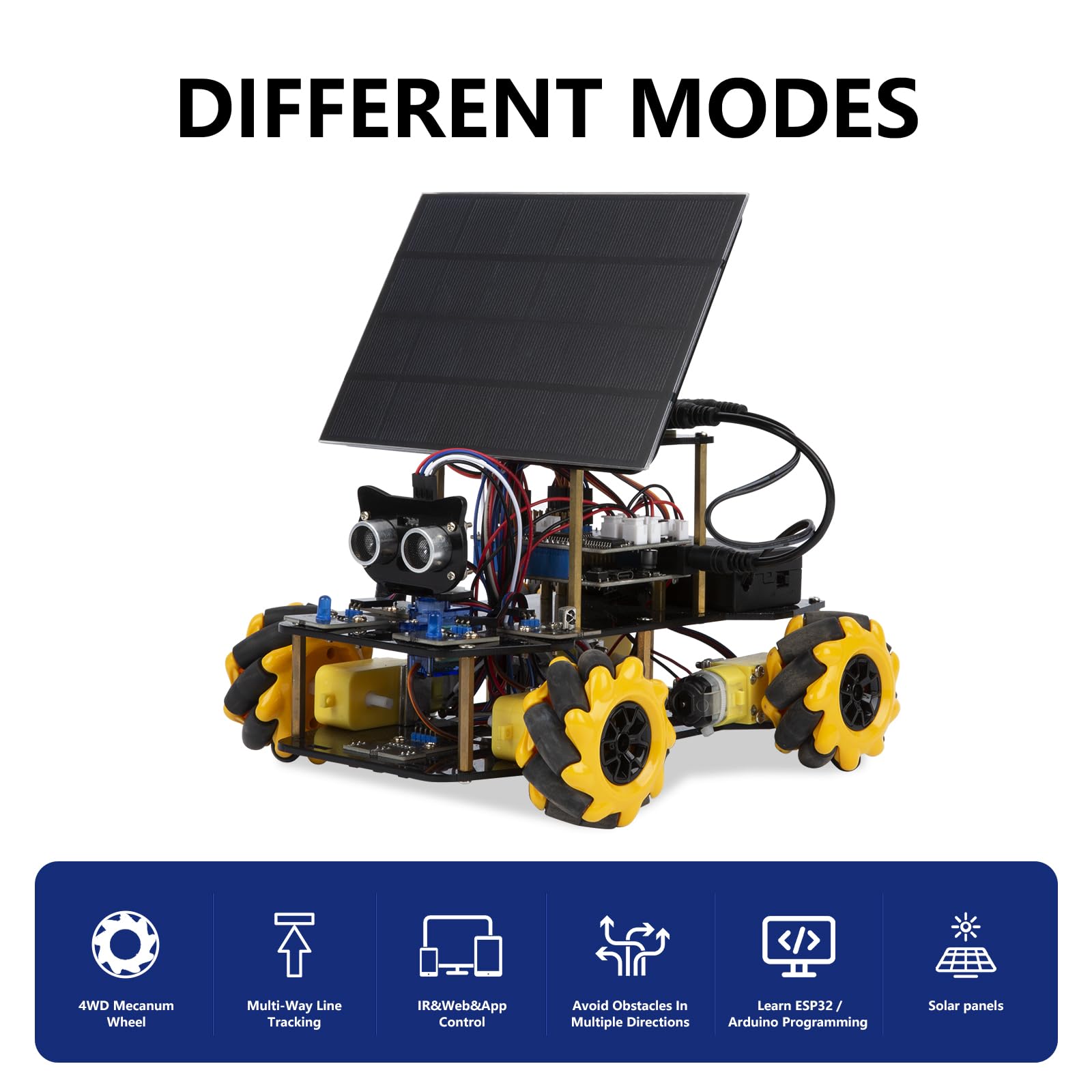 Smart Robot Solar Energy Car Kit, 4WD Remote Control Car Compatible with Arduino IDE, Electronic Programming Project/STEM Education/Science Coding Kit for 12+ Teens Birthday Unique Gifts