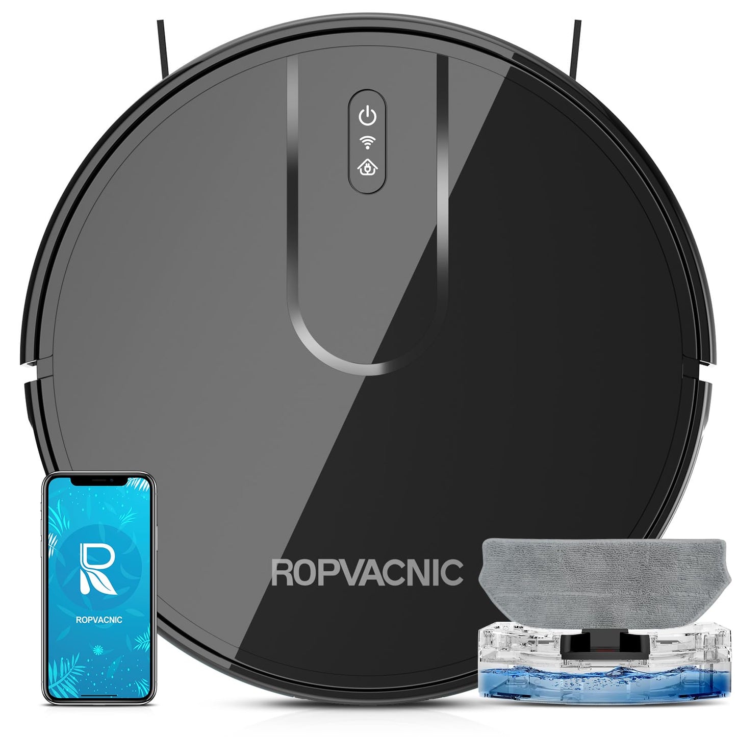 Robot Vacuum Cleaner Robot Vacuum and Mop Combo with 4000Pa Suction, Personalized Cleaning Adjustments, Self-Charging Robotic Vacuum Cleaner, Advanced Obstacle Avoidance Light Black