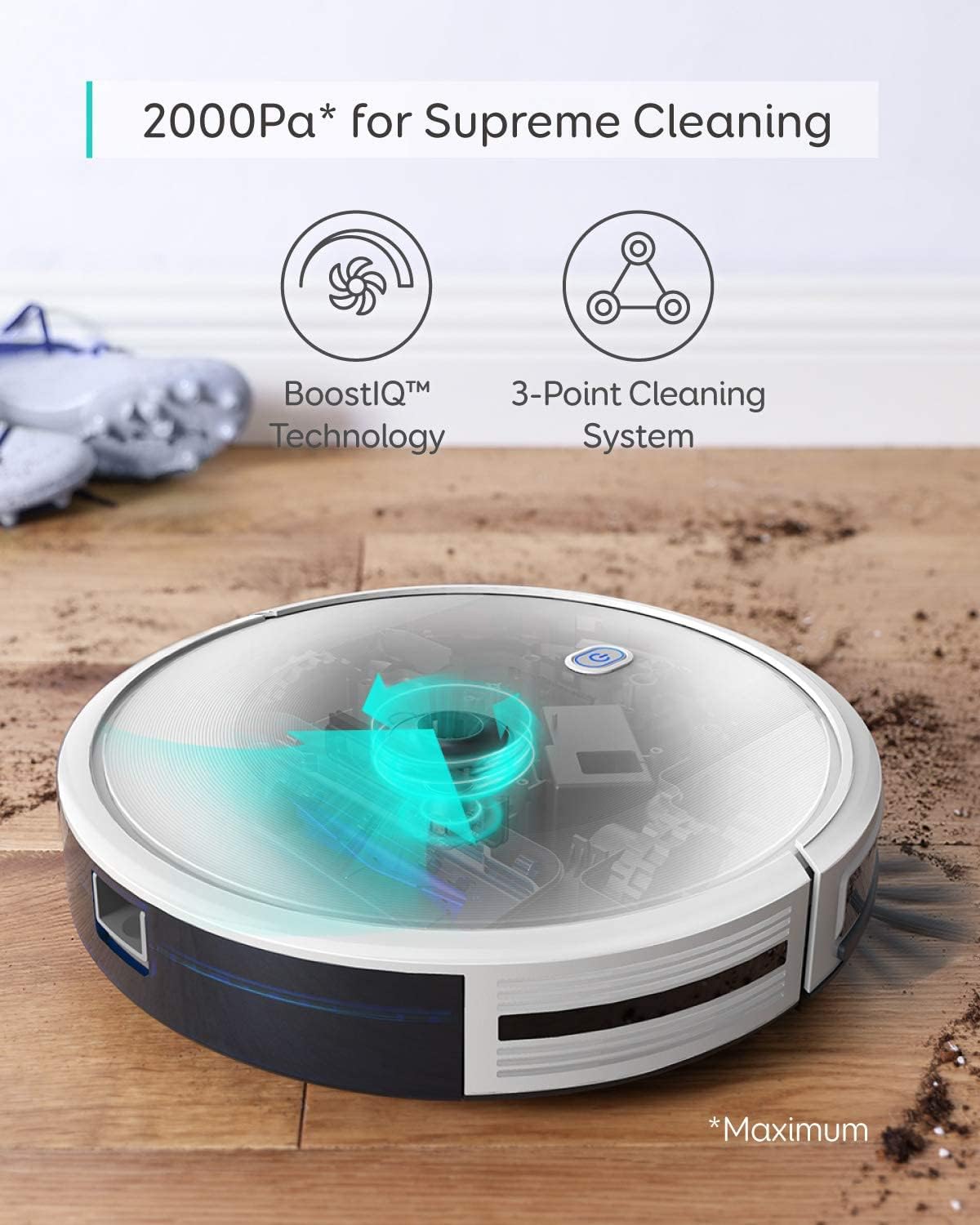 eufy L60 Hybrid Robot Vacuum with Self Empty Station, Hair Detangling Technology, Up to 60 Days of Hands Free Cleaning, Ultra Strong 5,000 Pa Suction to Remove Hair, Dust, Mop Pad