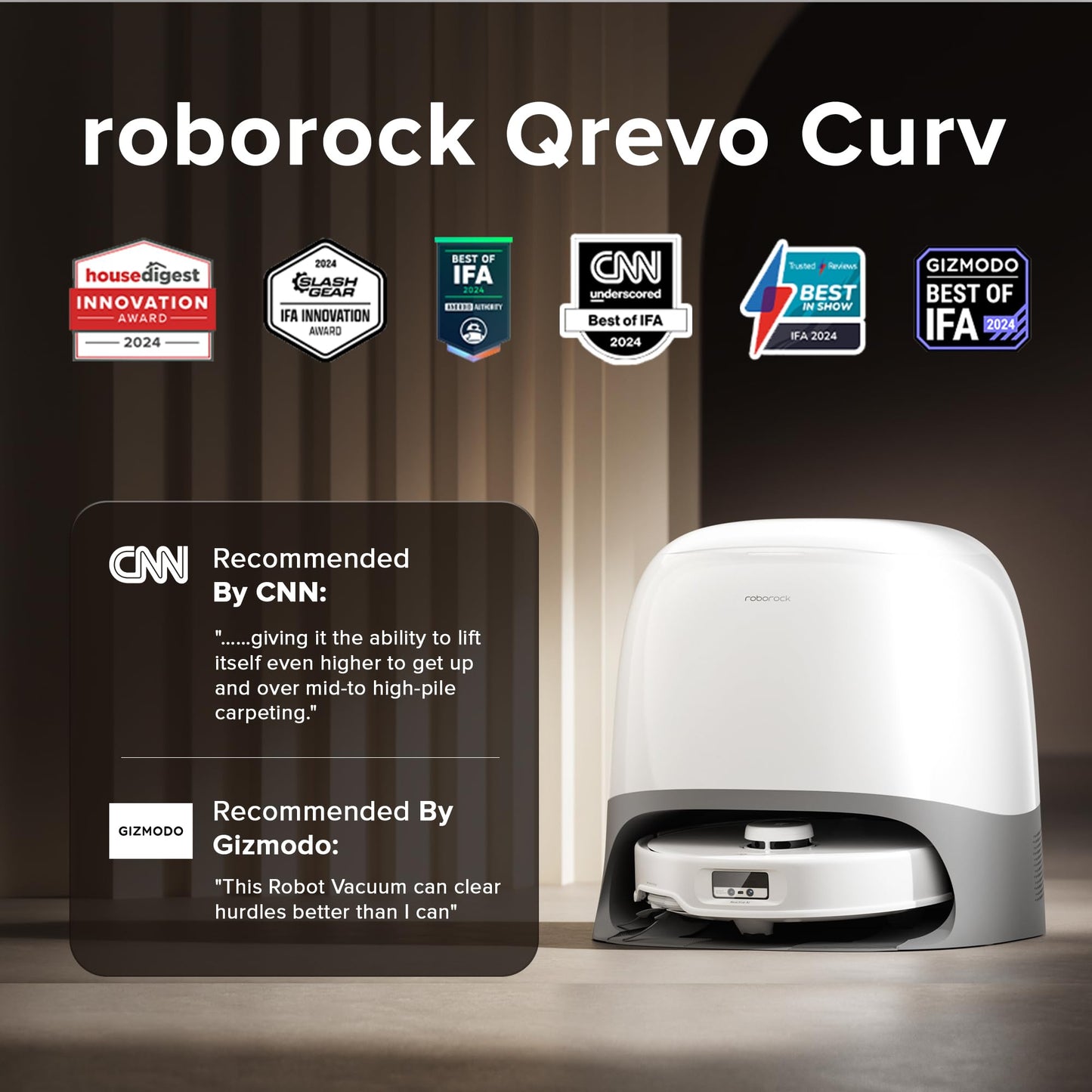 roborock Qrevo Edge Robot Vacuum and Mop, 18,500Pa Suction, Zero-Tangling, FlexiArm Arc Side Brush, FlexiArm Mop, AdaptiLift Chassis, 17mm Mop Lifting, Hot Water Mop Washing & Drying, Self-Emptying