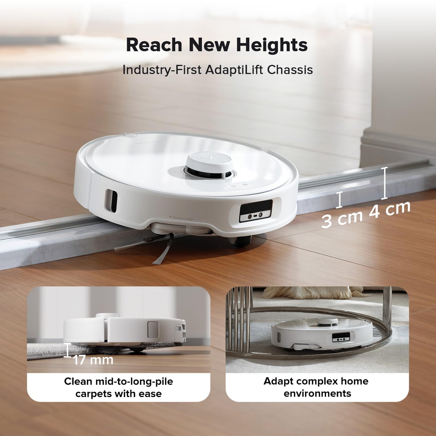 roborock Qrevo Edge Robot Vacuum and Mop, 18,500Pa Suction, Zero-Tangling, FlexiArm Arc Side Brush, FlexiArm Mop, AdaptiLift Chassis, 17mm Mop Lifting, Hot Water Mop Washing & Drying, Self-Emptying