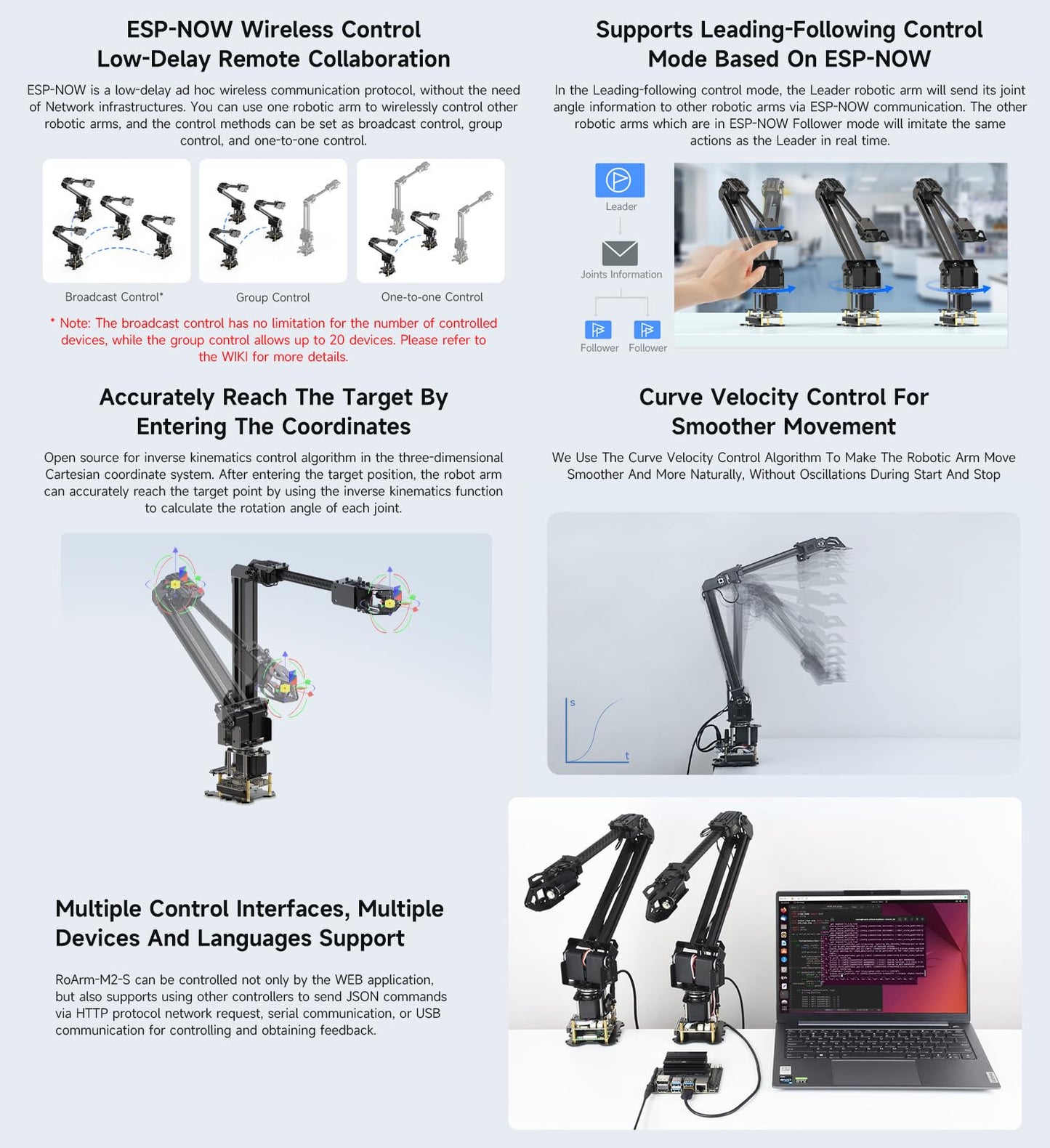 Waveshare Robotic Arm Kit, Desktop Robot Kit, High-Torque Serial Bus Servo, Based On ESP32, 4-DOF, Supports Flexible Expansion and Secondary Development, Wireless Control