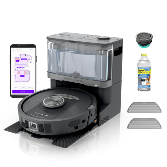 Shark Robot Vacuum & Mop Combo, PowerDetect NeverTouch, Self-Emptying & Self-Refilling, 60-Day Debris Capacity, 30-Day Refill Tank, Pad Dry, 5 Intelligent PowerDetect Cleaning Technologies, RV2820YE