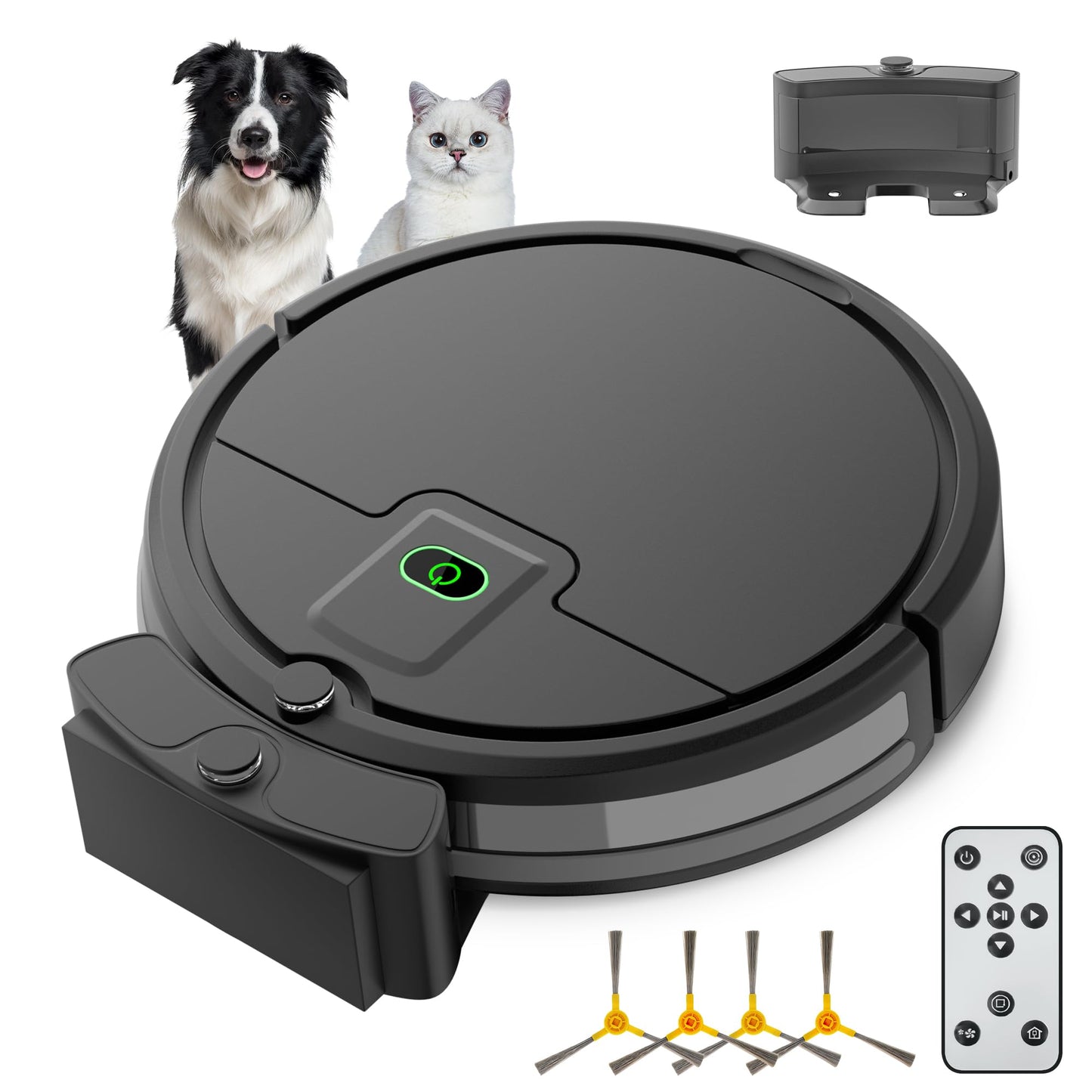 Robot Vacuum Cleaner, Tangle-Free 2900Suction Robot Vacuum,Slim, Automatic Self-Charging Robotic Vacuum Cleaner, Ideal for Pet Hair,Hard Floor and Low Pile Carpet Black