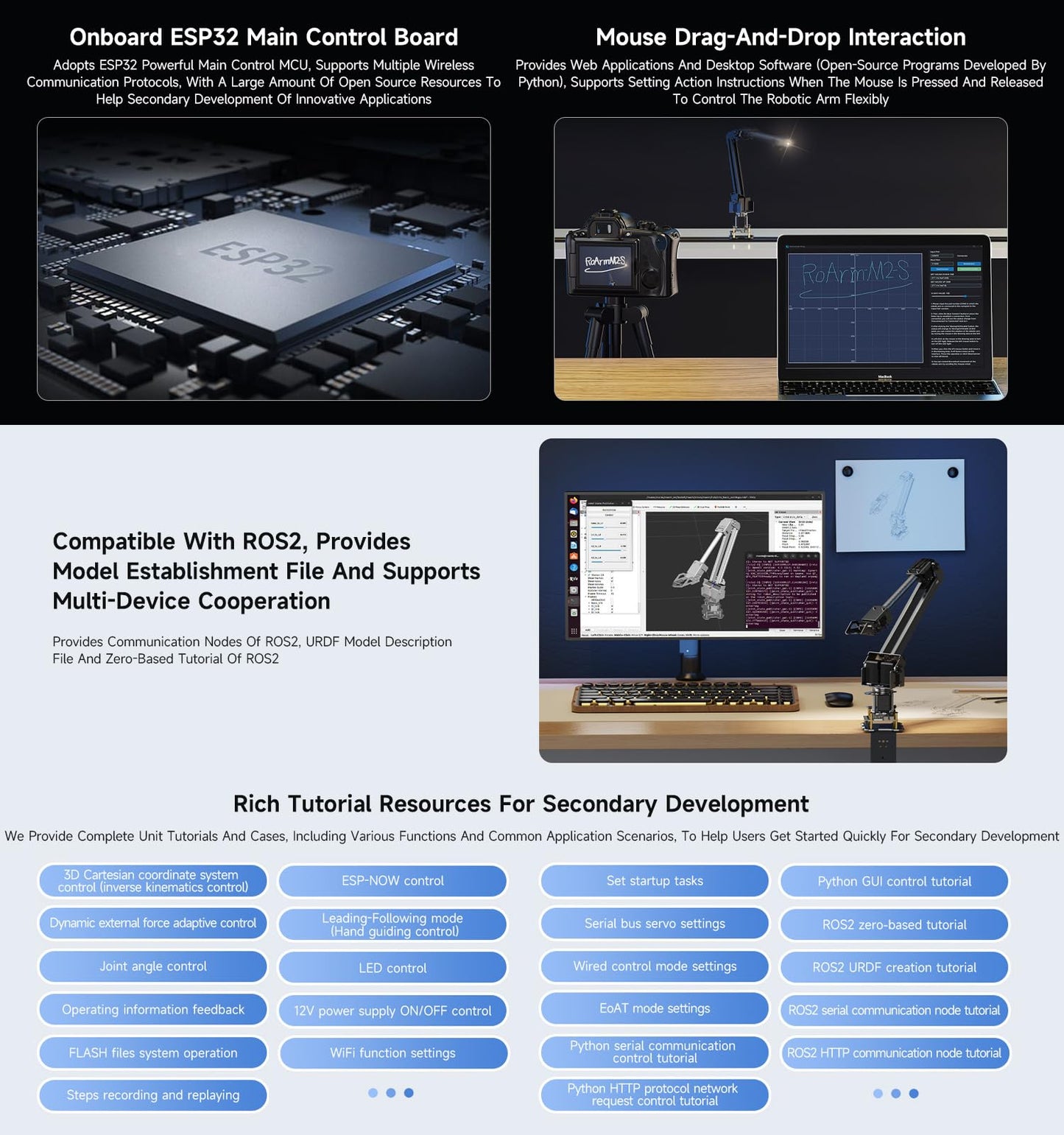 Waveshare Robotic Arm Kit, Desktop Robot Kit, High-Torque Serial Bus Servo, Based On ESP32, 4-DOF, Supports Flexible Expansion and Secondary Development, Wireless Control