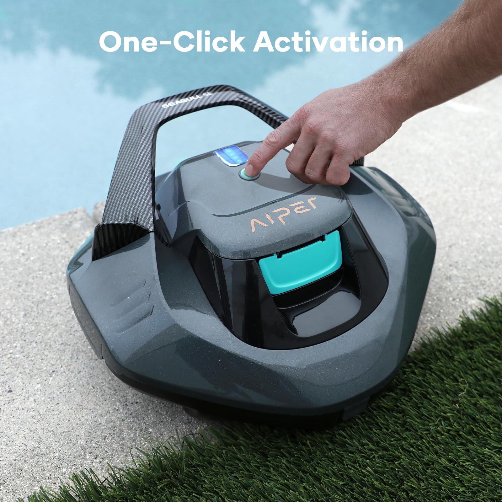 AIPER Cordless Robotic Pool Vacuum, Self-Parking Technology, Portable, Ideal for Above-Ground Flat Pool up to 40 Feet, Grey