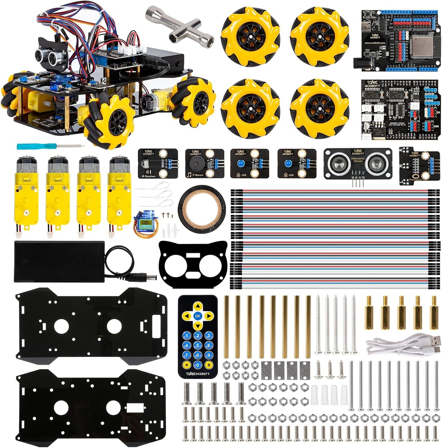 Smart Robot Car Kit, 4WD Remote Control Car Compatible with Arduino IDE, Electronic Programming Project/STEM Education/Science Coding Kit for 12+ Teens Beginner Adults Unique Gifts