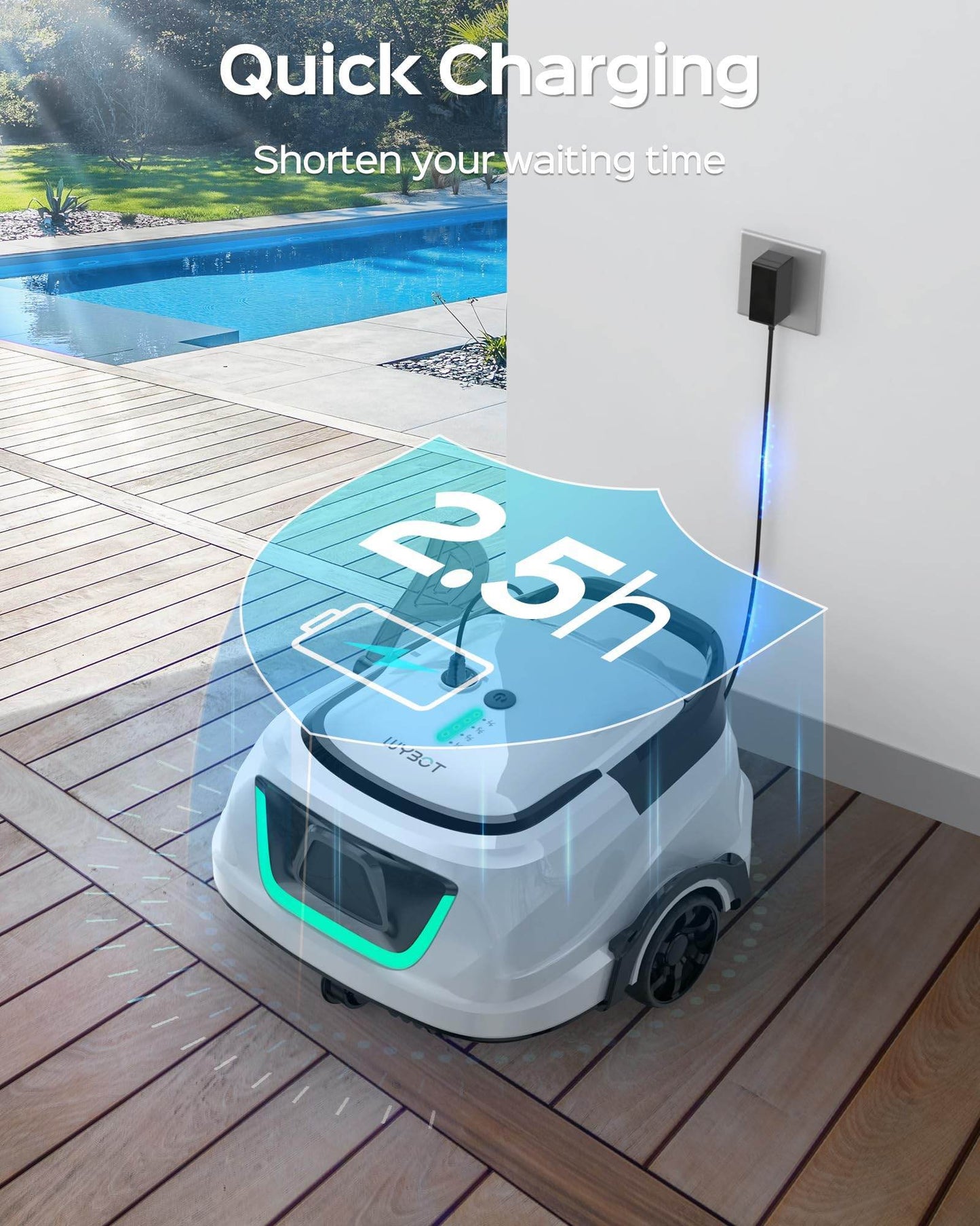 (2024 New) WYBOT A1 Cordless Pool Vacuum with Double Filters, Robotic Pool Cleaner Last 120 Mins, 2.5H Fast Charging, LED Indicators, Ideal for Above Ground Flat-Bottom Pools