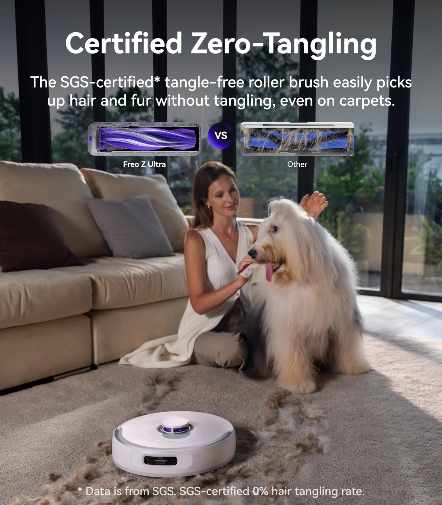 NARWAL Freo Z Ultra Robot Vacuum and Mop Combo, Dual RGB Cameras and Chips, AI Avoidance, 12000Pa Suction, Real-Time Decisions, Adaptive Hot-Water Self Wash & Self Emptying, Pet Hair, Quiet, White