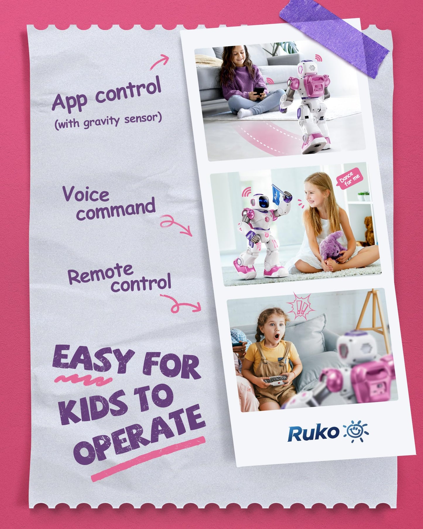 Ruko 1088 Smart Robots for Kids, Large Programmable Interactive RC Robot with Voice Control, APP Control, Present for 4 5 6 7 8 9 Years Old Kids Boys and Girls