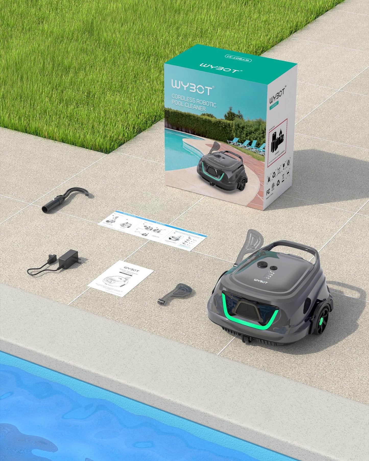 (2024 New) WYBOT A1 Cordless Pool Vacuum with Double Filters, Robotic Pool Cleaner Last 120 Mins, 2.5H Fast Charging, LED Indicators, Ideal for Above Ground Flat-Bottom Pools