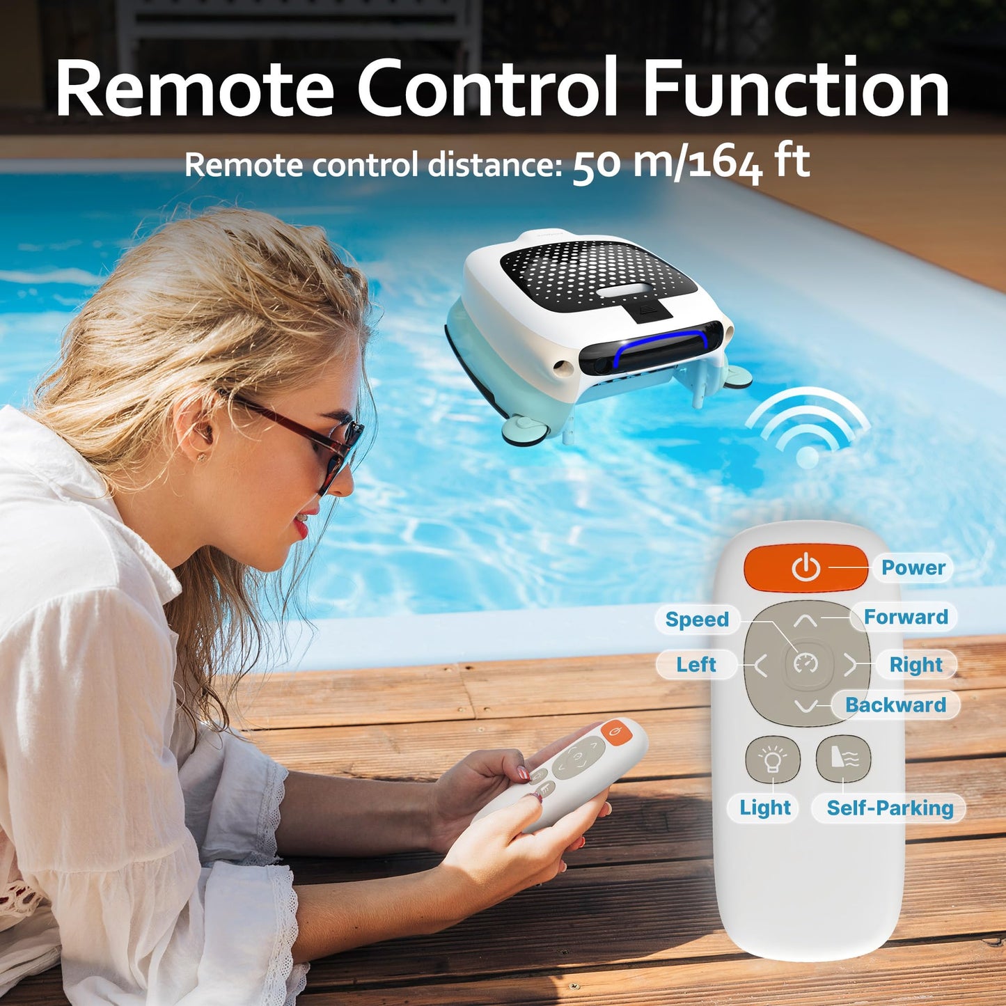 POOLPURE Pool Skimmer Robot with 10 Hours Runtime, Big Battery Instead of Solar Panel, Manual Remote Control Pool Surface Skimmer Robotic, Automatic Pool Skimmer (Skimmer Without Solar Panel)