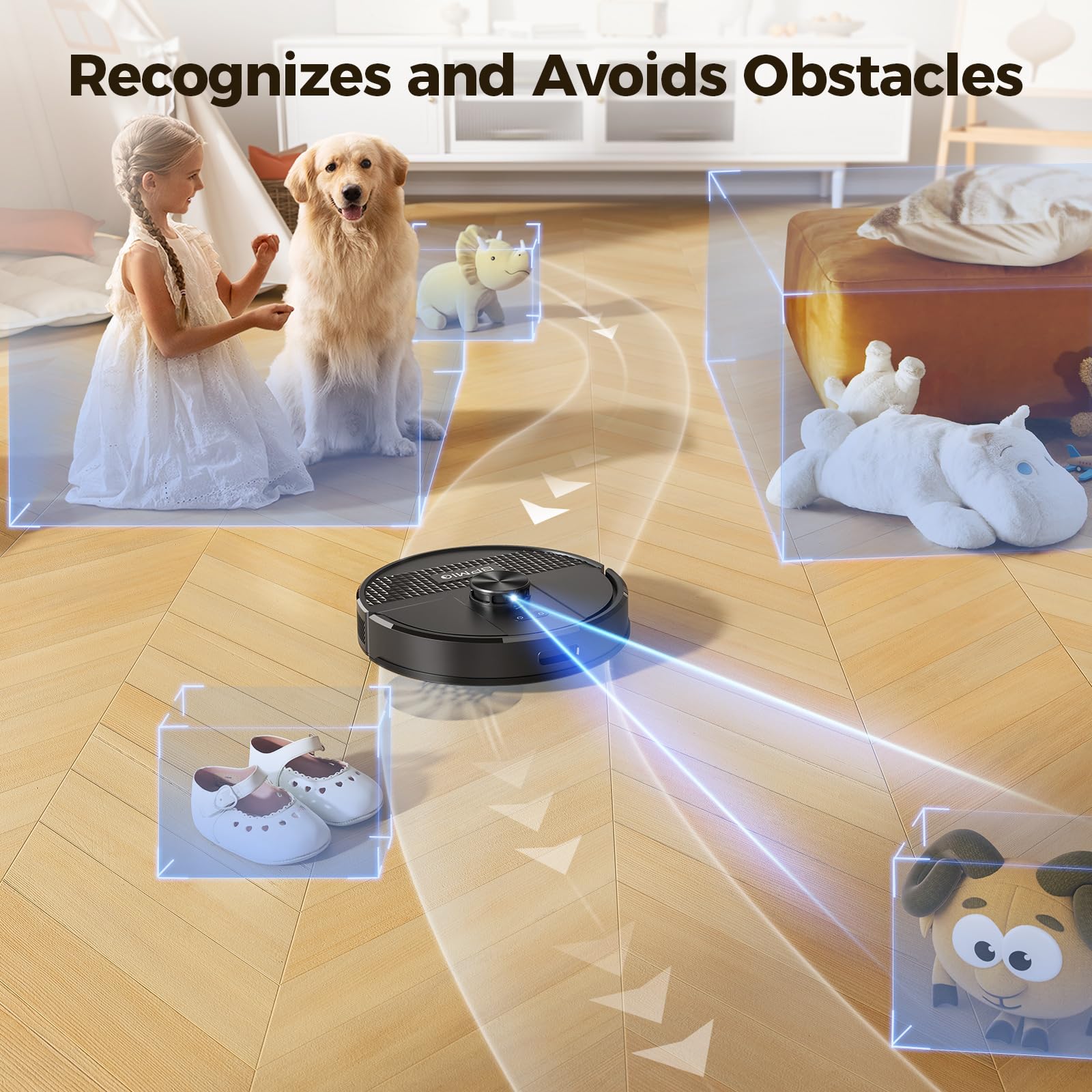 BPMIO Robot Vacuum and Mop Combo 4500Pa Max Suction with LiDAR Navigation Smart Mapping, 145 Min Runtime Customized Cleaning Schedule, Works with Alexa/WiFi/App, Great for Pet Hair, Carpet, Hard Floor