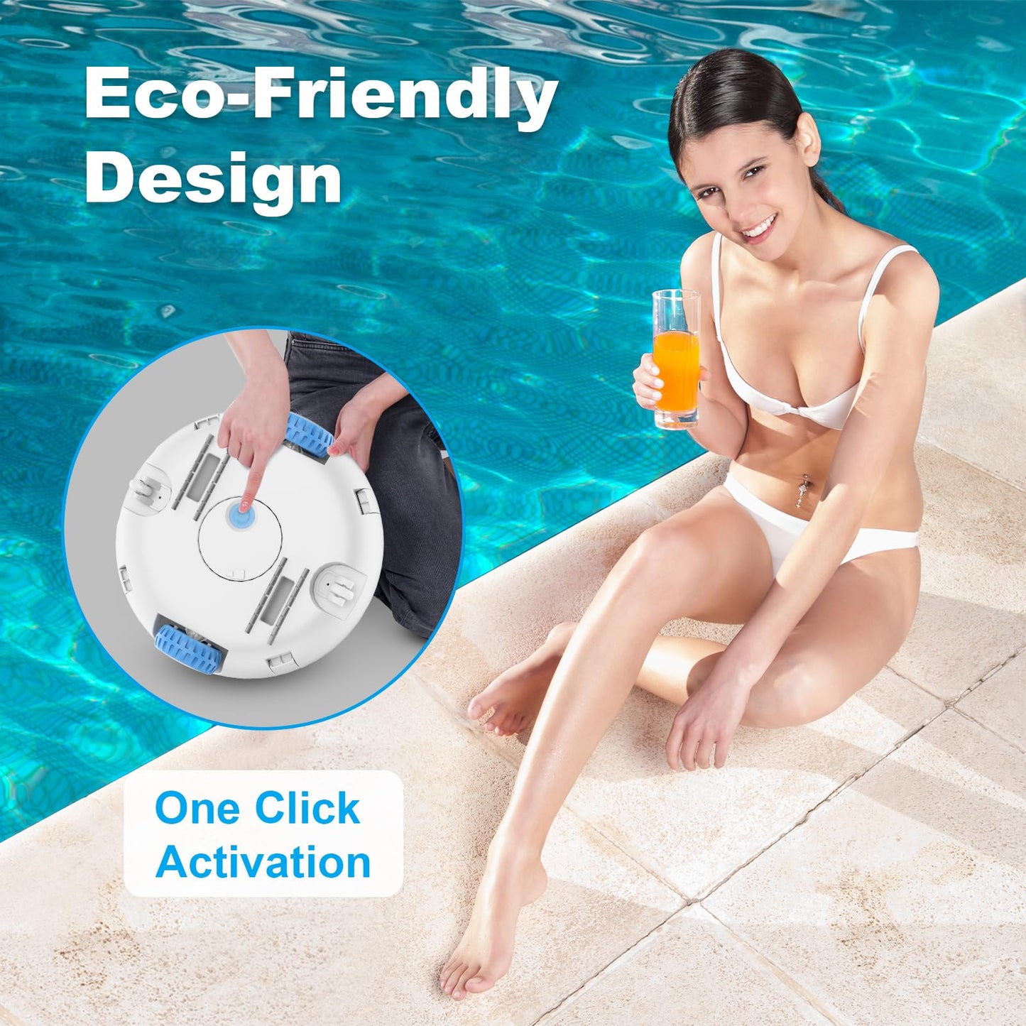 Cordless Robotic Pool Vacuum - Pool Cleaner for Above Ground/In-ground Pools - 7500mAh Battery Lasts 140 Mins, Self-Parking, Powerful Suction Pool Cleaner Vacuum for Flat-Bottom Swimming Pools