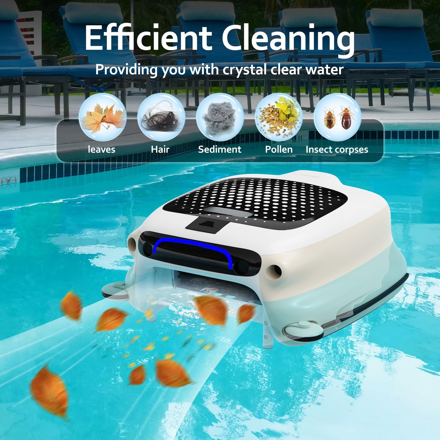 POOLPURE Pool Skimmer Robot with 10 Hours Runtime, Big Battery Instead of Solar Panel, Manual Remote Control Pool Surface Skimmer Robotic, Automatic Pool Skimmer (Skimmer Without Solar Panel)