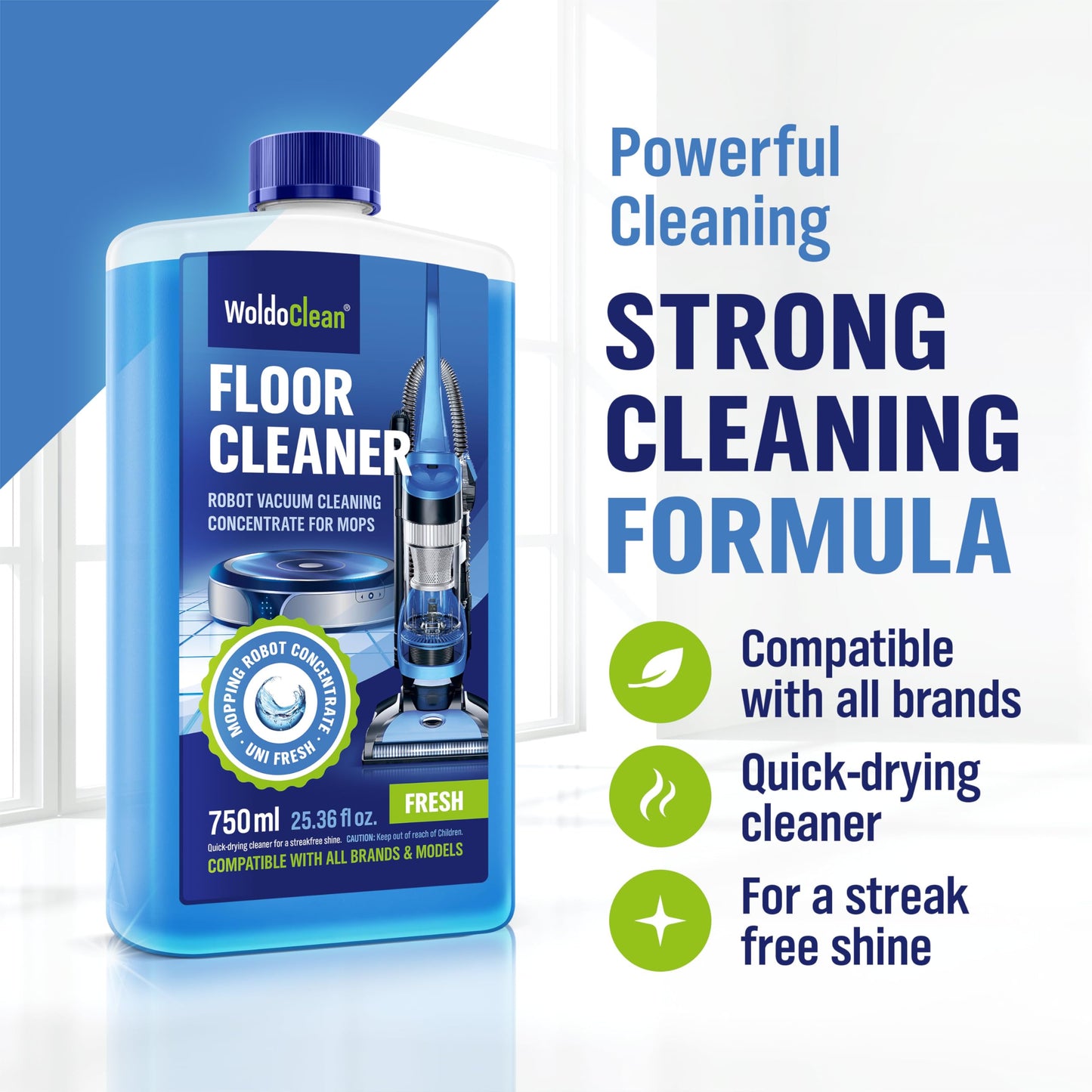 Robot Vacuum Floor Cleaning Concentrate for Mops - compatible with Roborock, Tineco, iFloor, etc. 25oz for 75-150 uses