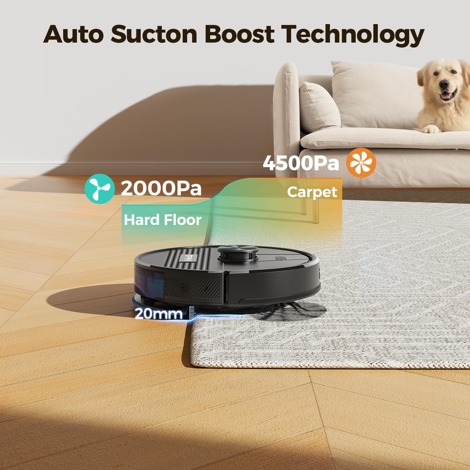 BPMIO Robot Vacuum and Mop Combo 4500Pa Max Suction with LiDAR Navigation Smart Mapping, 145 Min Runtime Customized Cleaning Schedule, Works with Alexa/WiFi/App, Great for Pet Hair, Carpet, Hard Floor