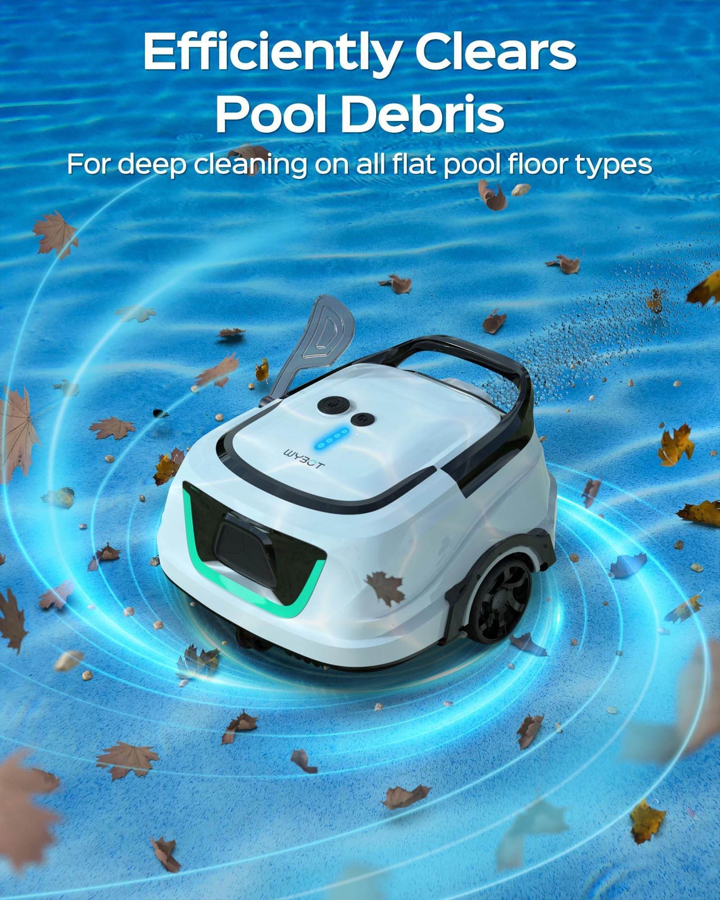 (2024 New) WYBOT A1 Cordless Pool Vacuum with Double Filters, Robotic Pool Cleaner Last 120 Mins, 2.5H Fast Charging, LED Indicators, Ideal for Above Ground Flat-Bottom Pools