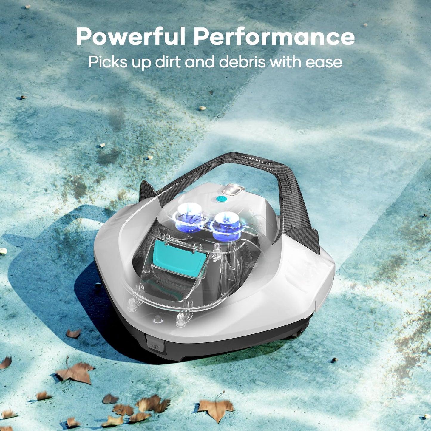 AIPER Cordless Robotic Pool Vacuum, Self-Parking Technology, Portable, Ideal for Above-Ground Flat Pool up to 40 Feet, Grey