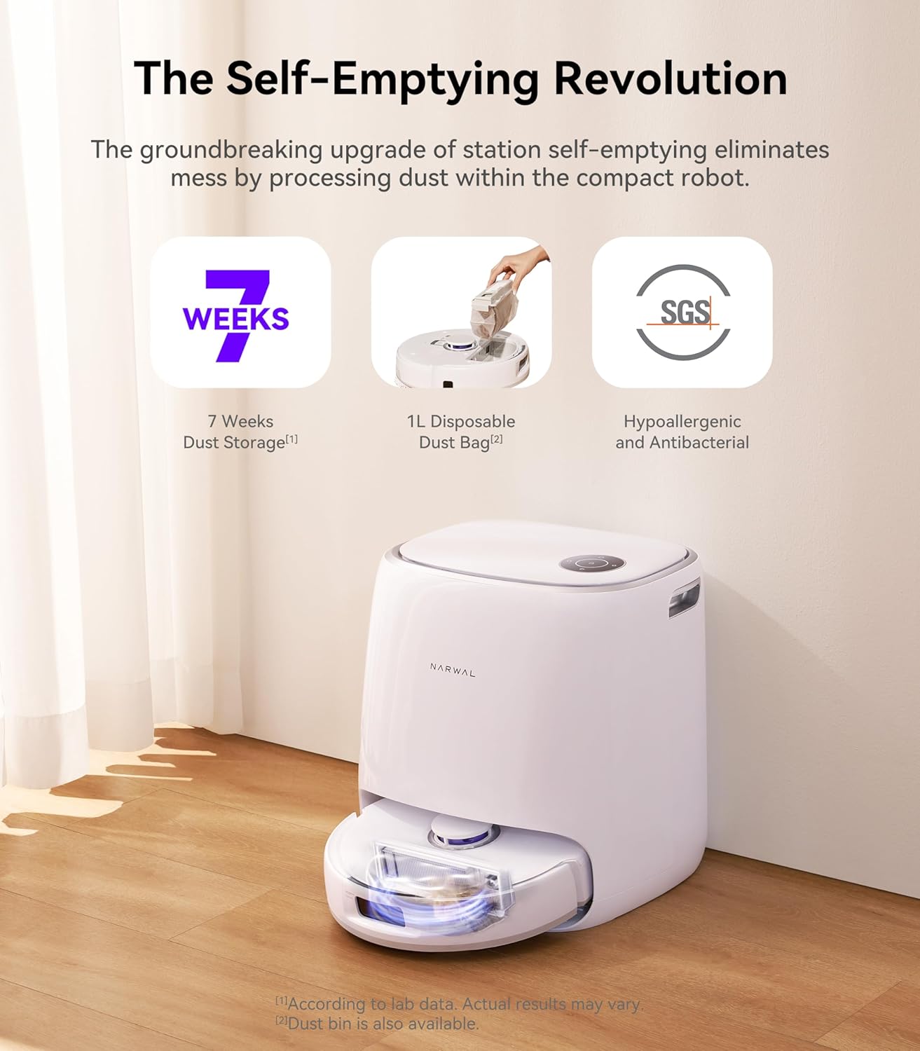 NARWAL Freo X Ultra Robot Vacuum and Mop Combo with Dust Bin Filter. 8200 Pa, Auto Mop Drying/Washing, Self-Empty, Zero-Tangling, DirtSense™, All-in-One Base Station, Self-Contained Dust Processing