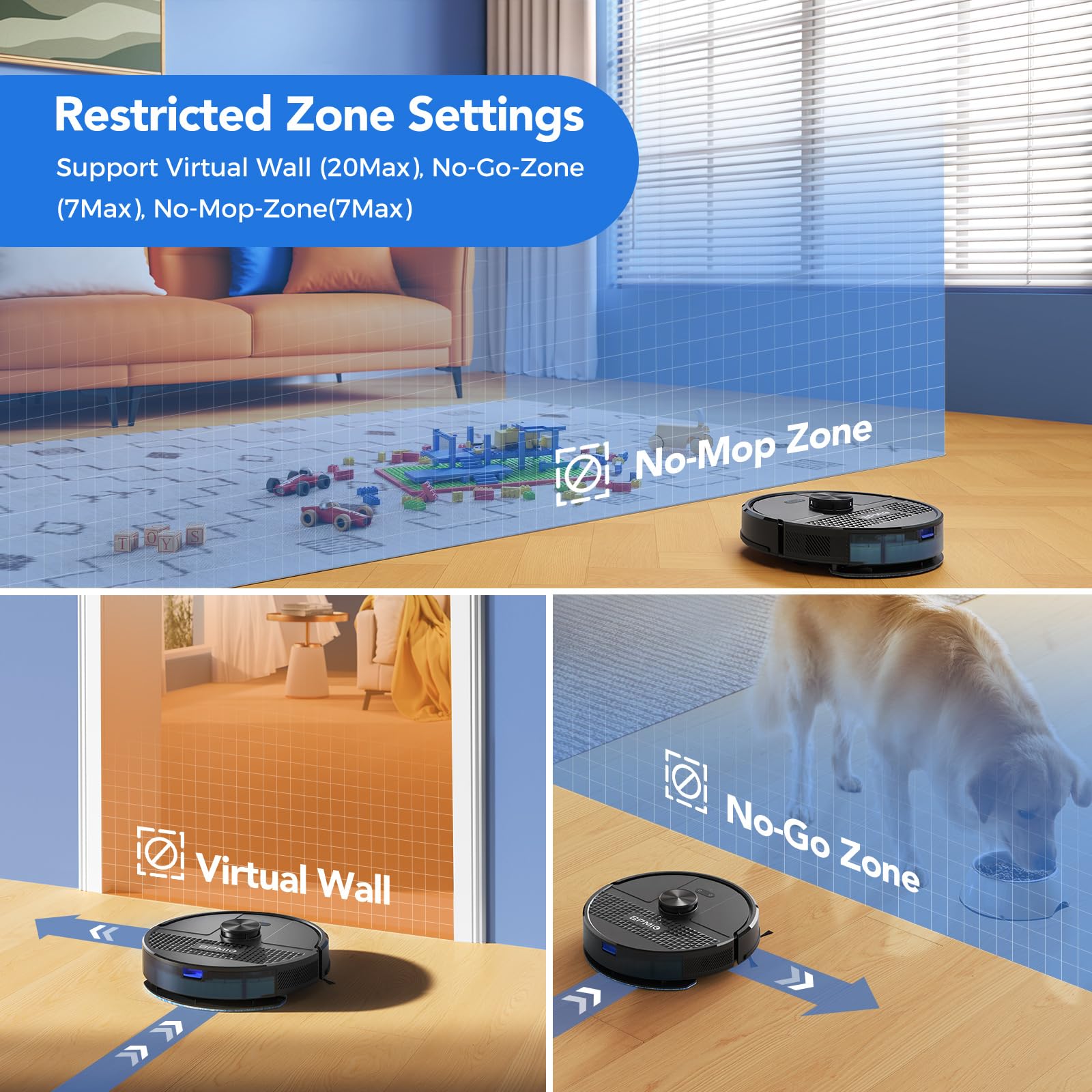 BPMIO Robot Vacuum and Mop Combo 4500Pa Max Suction with LiDAR Navigation Smart Mapping, 145 Min Runtime Customized Cleaning Schedule, Works with Alexa/WiFi/App, Great for Pet Hair, Carpet, Hard Floor