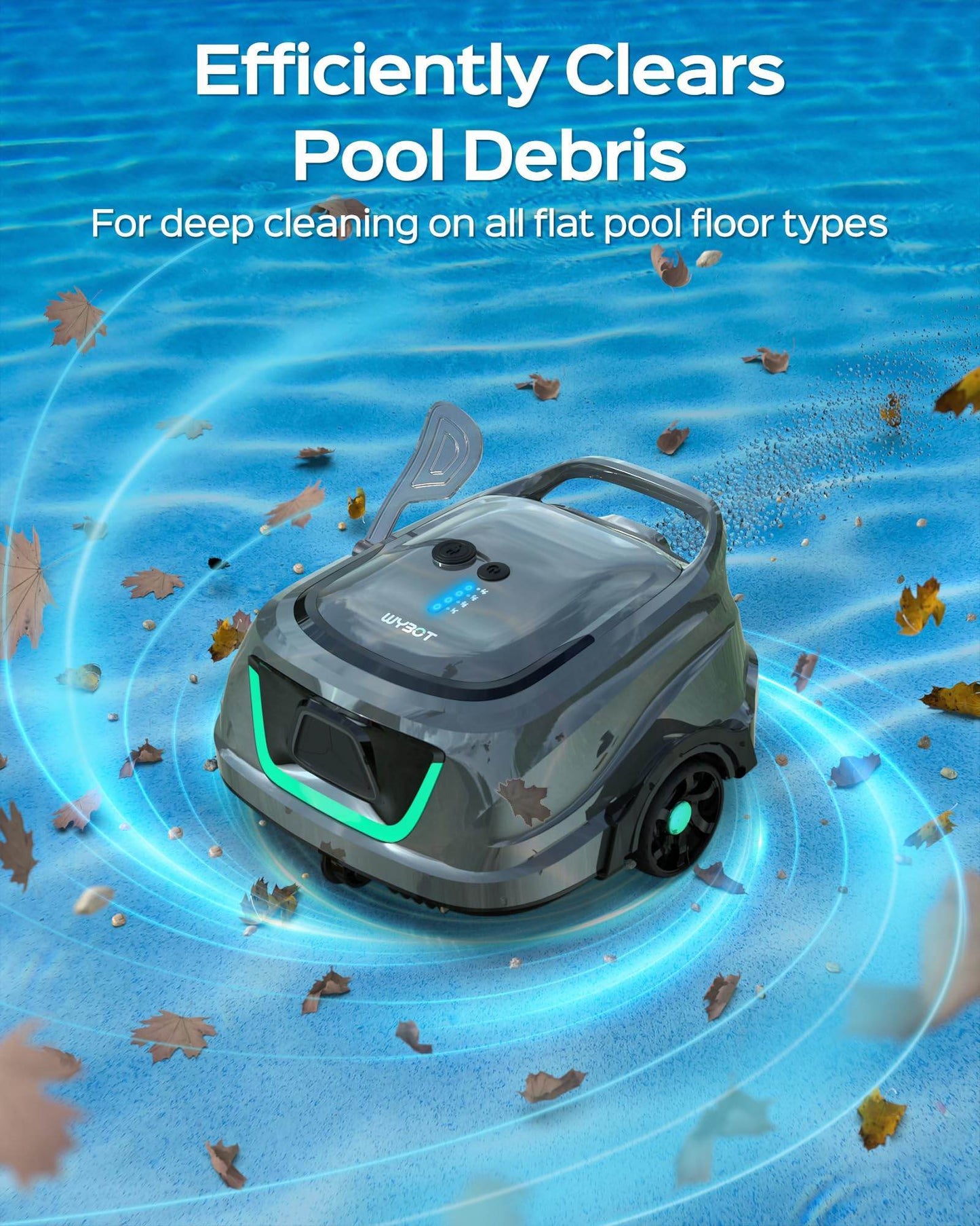 (2024 New) WYBOT A1 Cordless Pool Vacuum with Double Filters, Robotic Pool Cleaner Last 120 Mins, 2.5H Fast Charging, LED Indicators, Ideal for Above Ground Flat-Bottom Pools