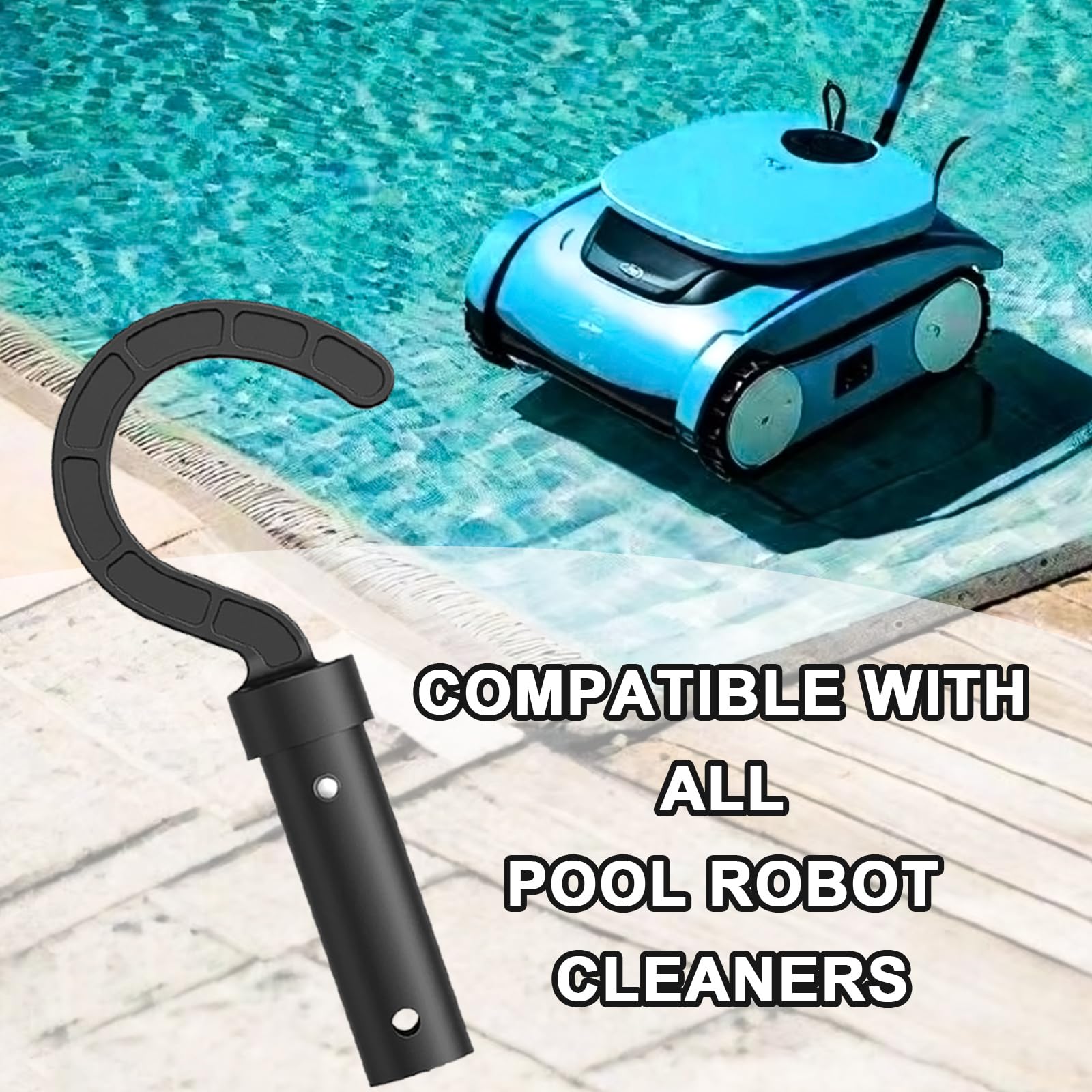 Hook for All Robotic Pool Cleaner, Accessories Hook Customized for Pool Vacuum Robot Including Cordless,Above Ground and Underwater,Attaches to Telescopic Poles-Gray