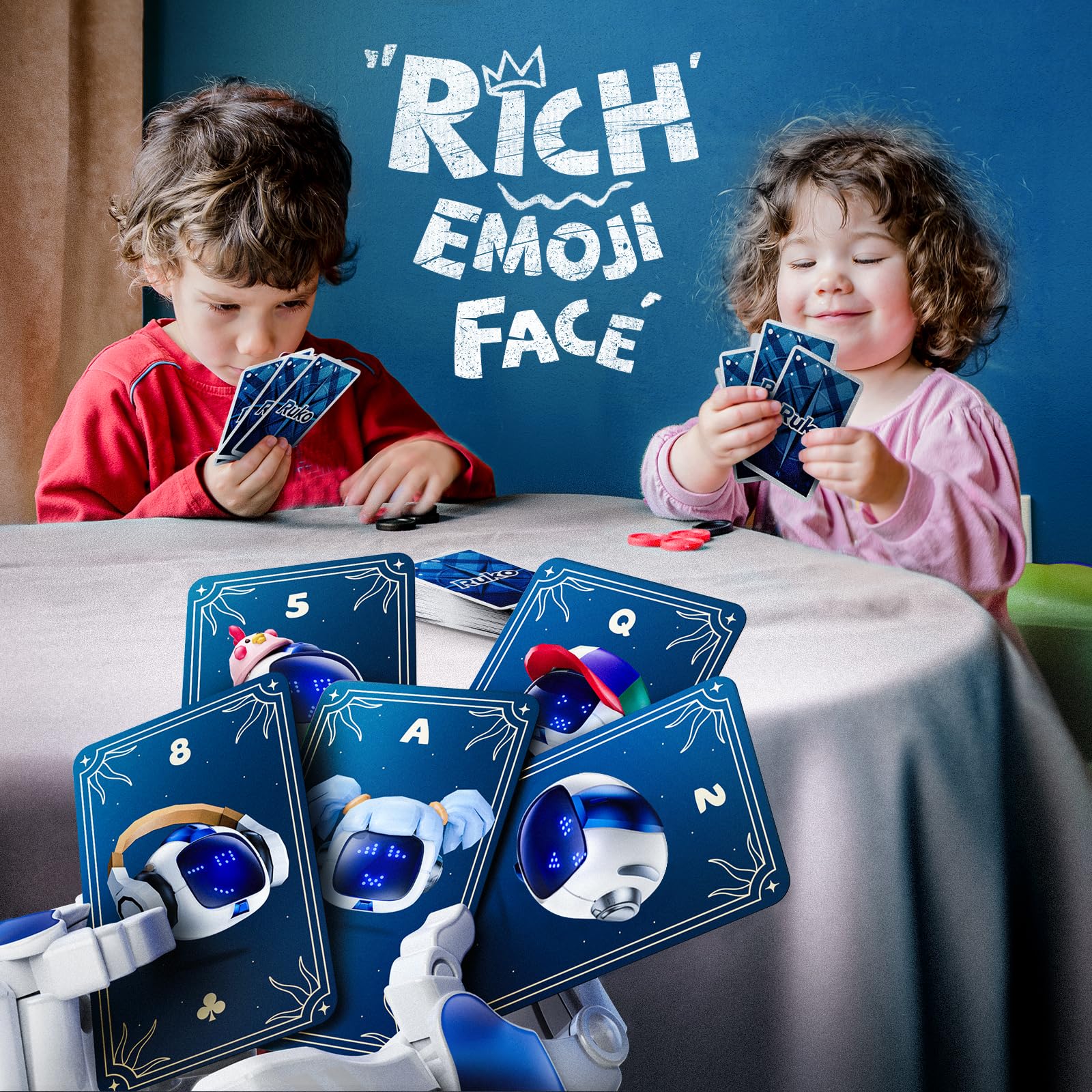 Ruko 6088 Programmable Robot with APP Control, Remote Control, Gesture Sensing Control, Rechargeable Robots Toys for Boys and Girls, Interactive Emoji LED Eyes, QA Games for 3 4 5 6 Years Kids, Blue