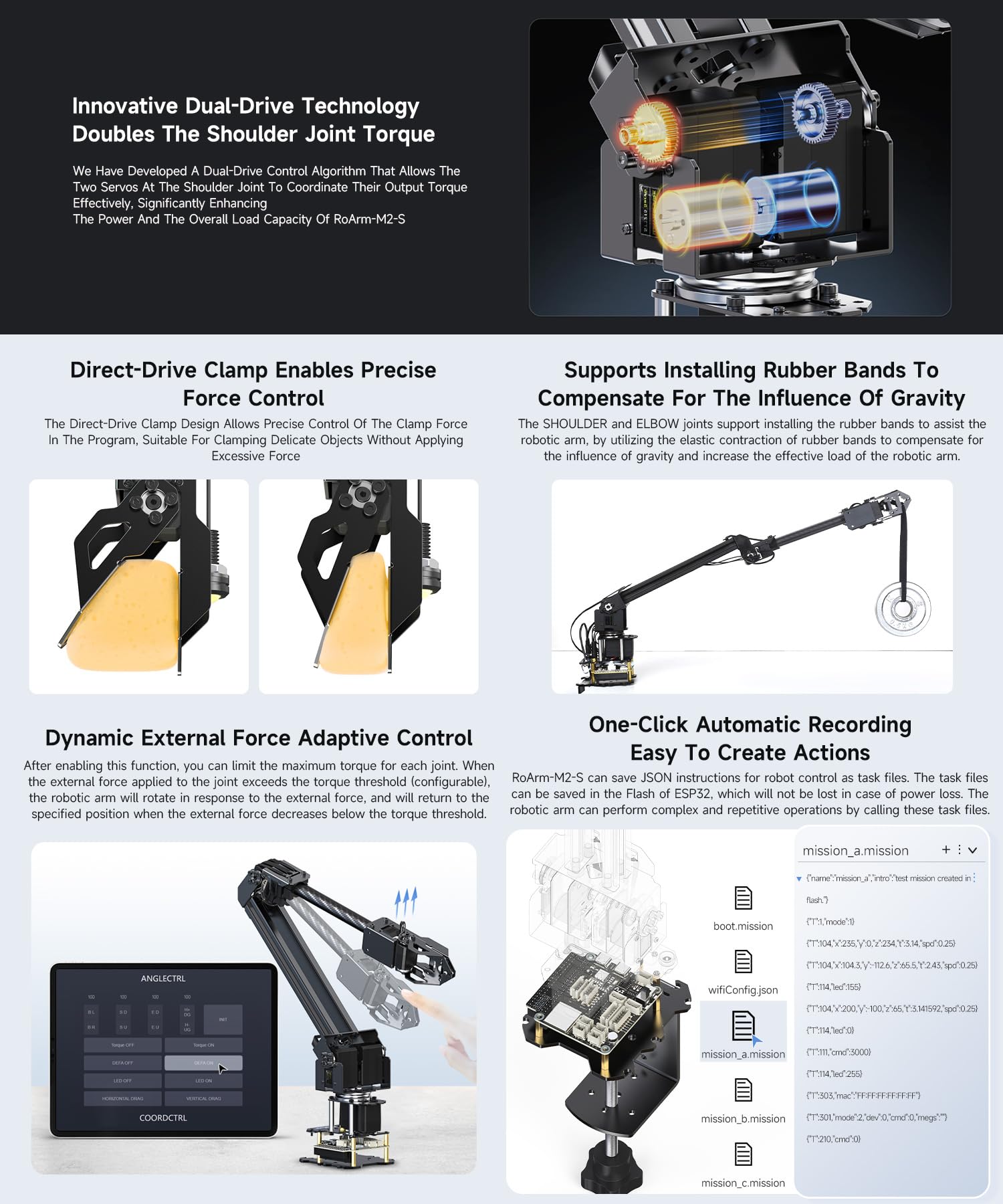 Waveshare Robotic Arm Kit, Desktop Robot Kit, High-Torque Serial Bus Servo, Based On ESP32, 4-DOF, Supports Flexible Expansion and Secondary Development, Wireless Control