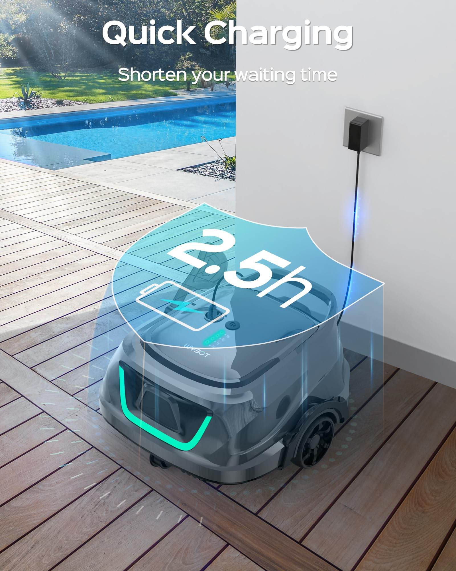 (2024 New) WYBOT A1 Cordless Pool Vacuum with Double Filters, Robotic Pool Cleaner Last 120 Mins, 2.5H Fast Charging, LED Indicators, Ideal for Above Ground Flat-Bottom Pools