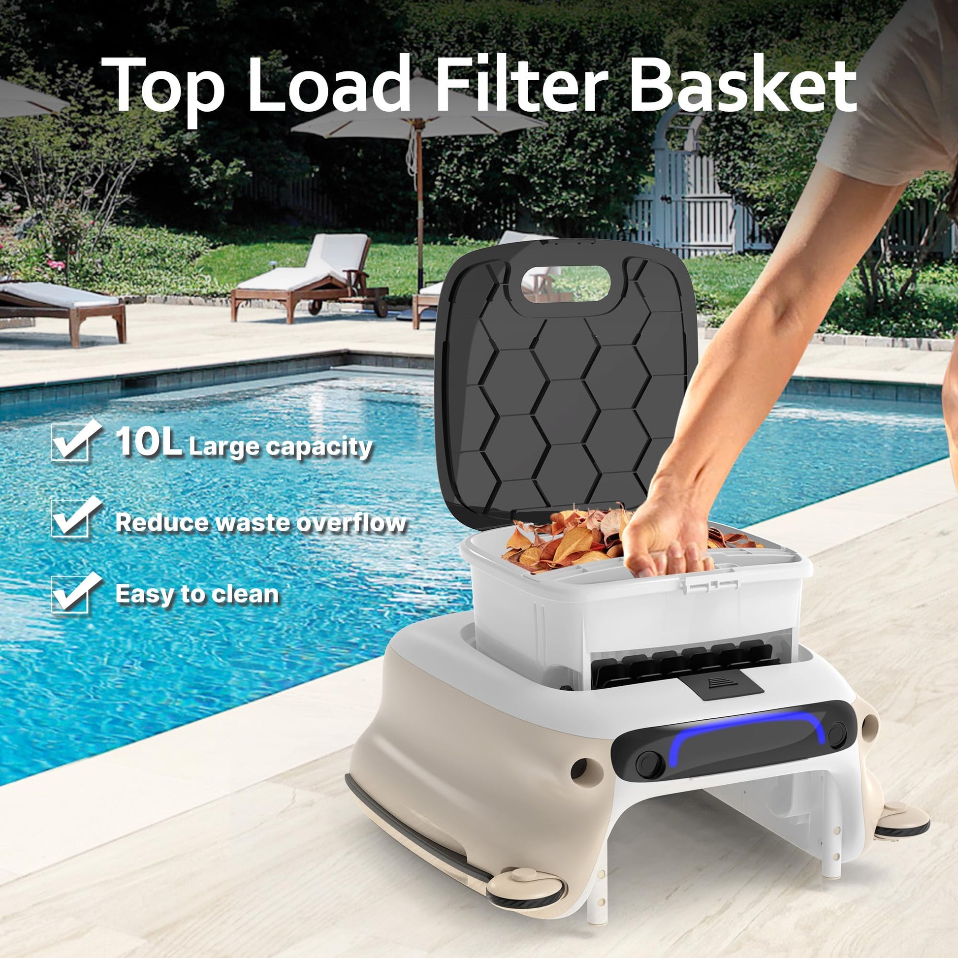 POOLPURE Pool Skimmer Robot with 10 Hours Runtime, Big Battery Instead of Solar Panel, Manual Remote Control Pool Surface Skimmer Robotic, Automatic Pool Skimmer (Skimmer Without Solar Panel)