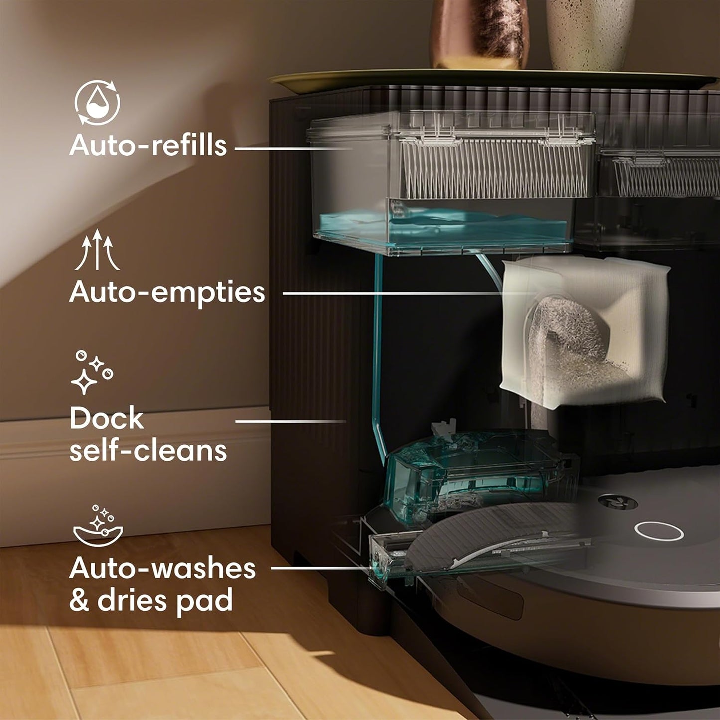 iRobot Roomba Combo 10 Max Robot Vacuum and Mop + AutoWash Dock (x0850) - Multi-Functional Base, Refills Bin, Washes & Dries It's Mop Pad, Self-Emptying, Auto-Retract Mop Pad, Avoids Obstacles