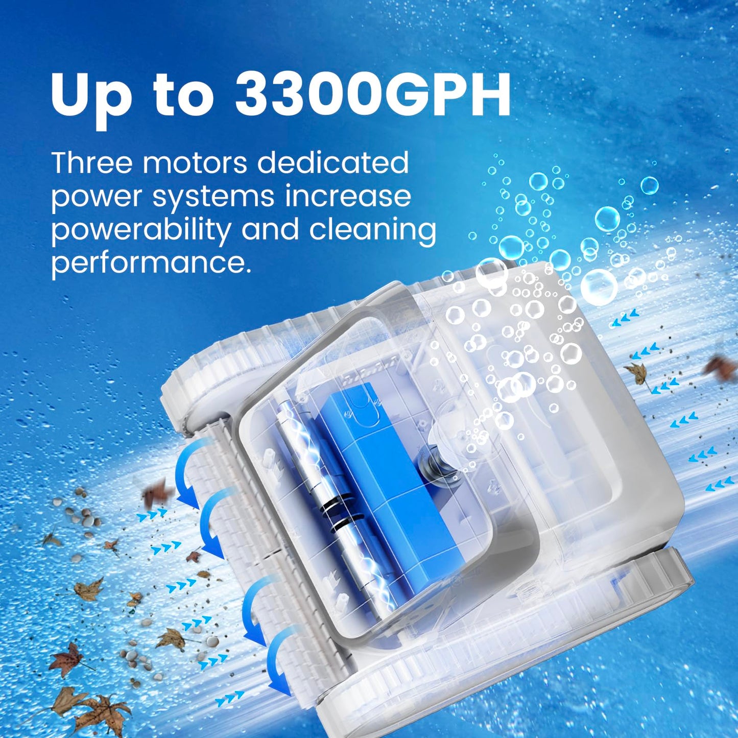 SMOROBOT Cordless Pool Cleaners for Inground Pools, Wall Climbing, Smart Navigation, Lasts 150 Mins with Strong Suction Power, Automatic Robotic Pool Vacuum 150 min Runtime, up to 2500 Sq.ft