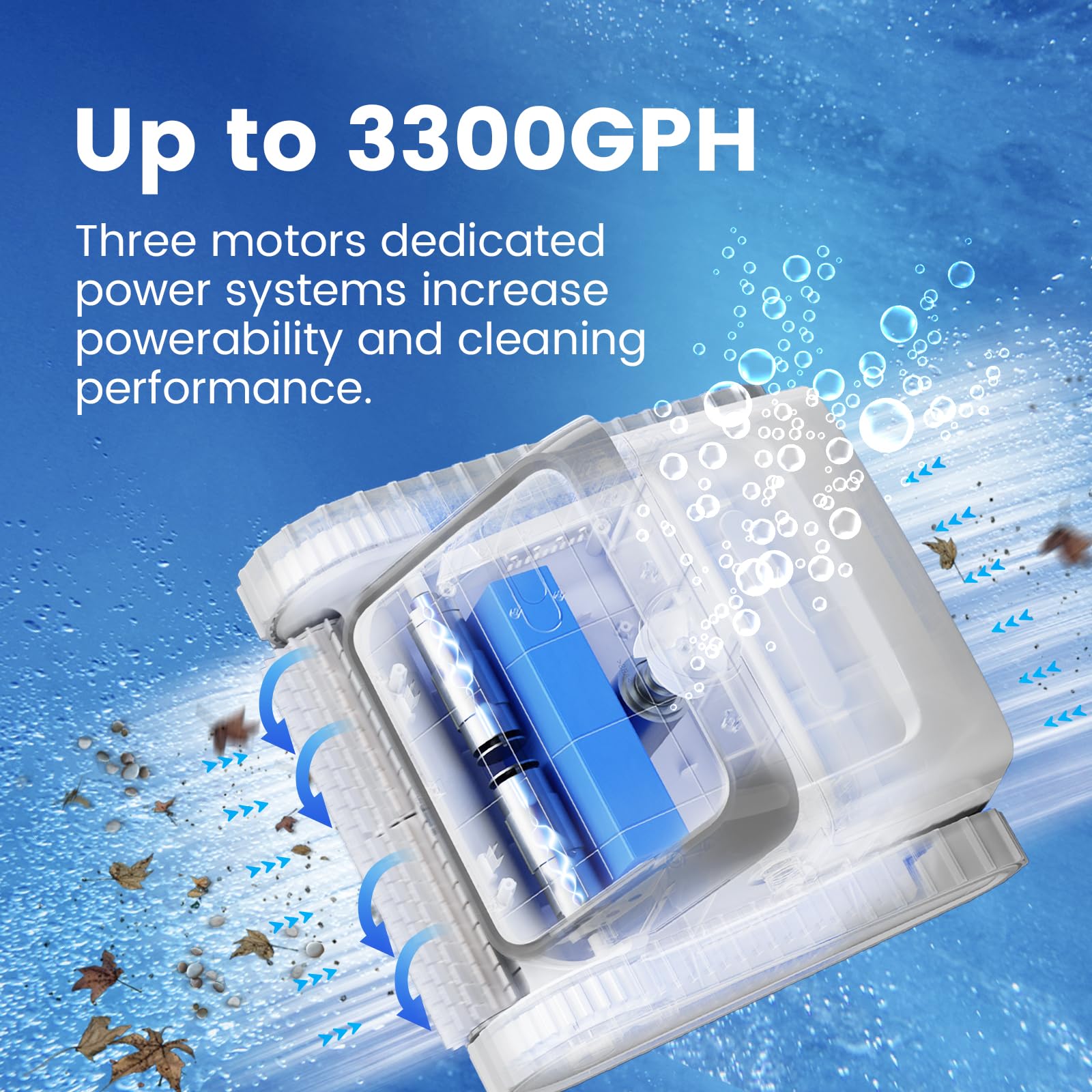 SMOROBOT Cordless Pool Cleaners for Inground Pools, Wall Climbing, Smart Navigation, Lasts 150 Mins with Strong Suction Power, Automatic Robotic Pool Vacuum 150 min Runtime, up to 2500 Sq.ft