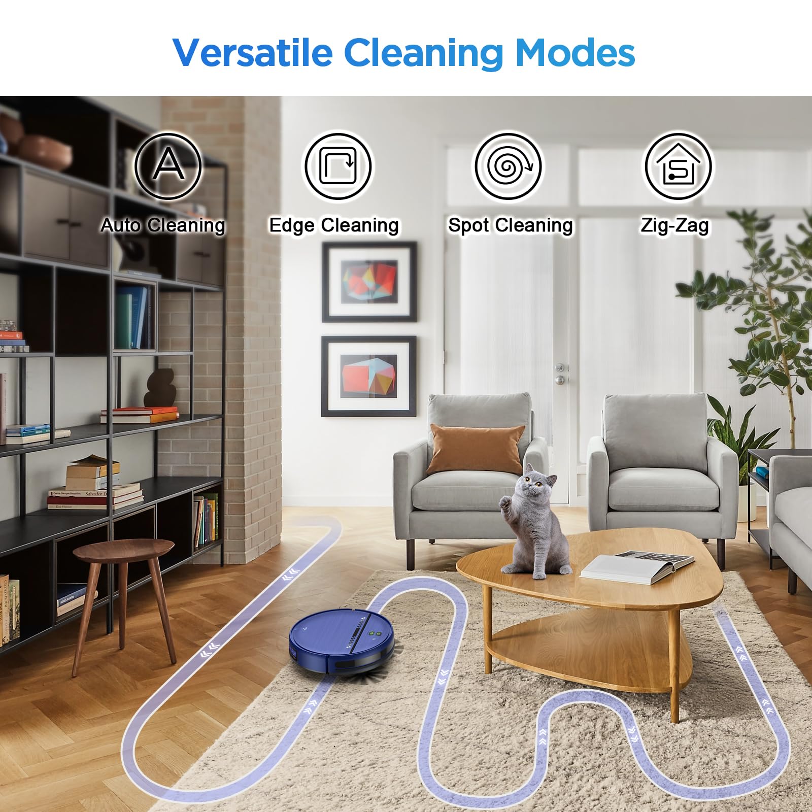 Robot Vacuum, 2 in 1 Robot Vacuum and Mop Combo with APP, Voice and Remote Control, Robot Vacuum Cleaner Perfect for Pet Hair, Hard-Floor and Carpet