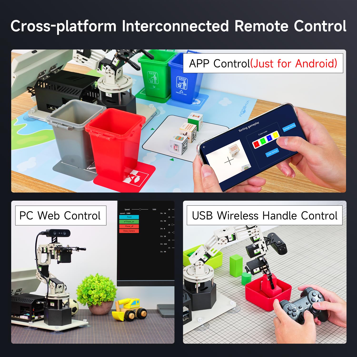 Yahboom 6DOF Program Robotic Arm Kit 3D Adaptive Gripping, 3D Automatic Recognition for Mechanical Engineers Python (Ultimate-Nano 4GB)