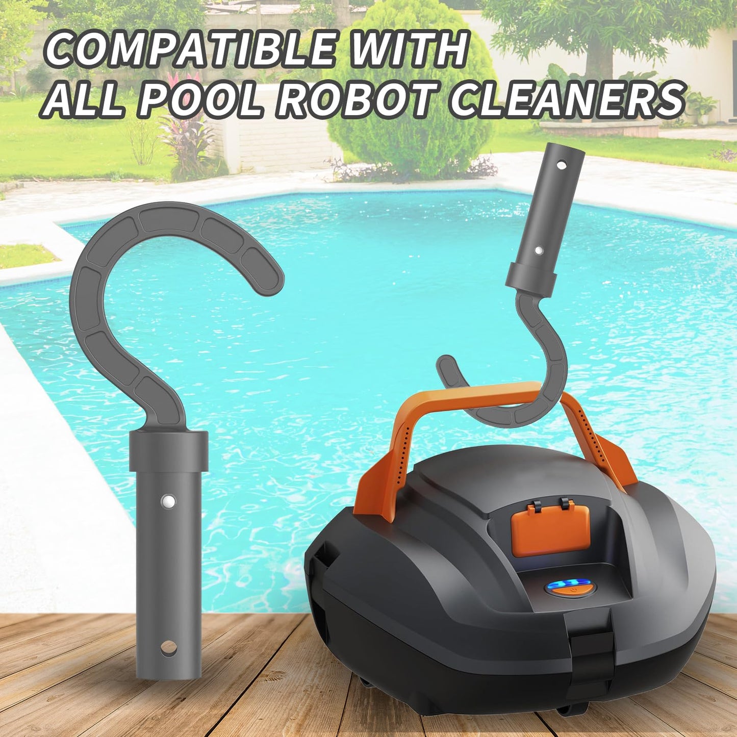 Hook for All Robotic Pool Cleaner, Accessories Hook Customized for Pool Vacuum Robot Including Cordless,Above Ground and Underwater,Attaches to Telescopic Poles-Gray