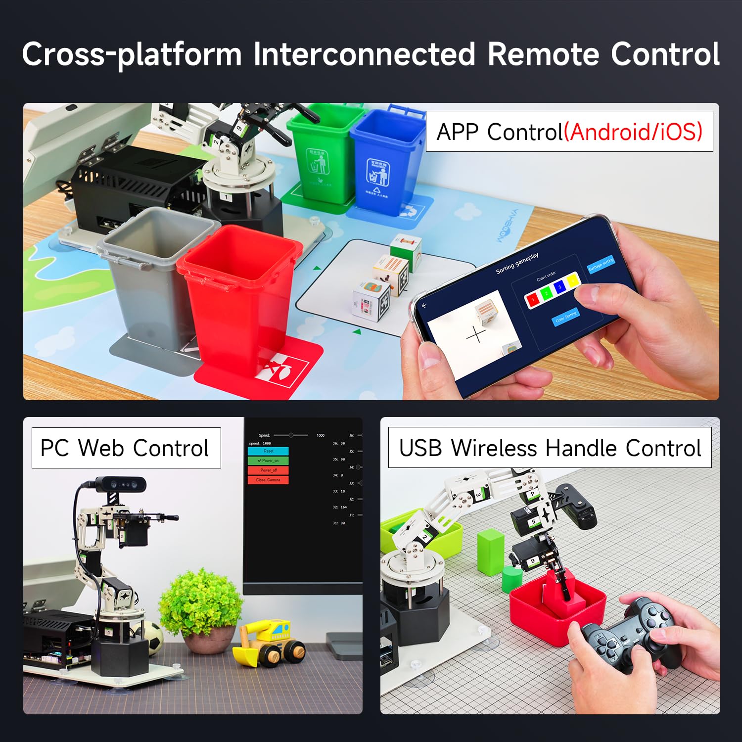 Yahboom 6DOF Program Robotic Arm Kit 3D Adaptive Gripping, 3D Automatic Recognition for Mechanical Engineers Python (Ultimate-Nano 4GB)