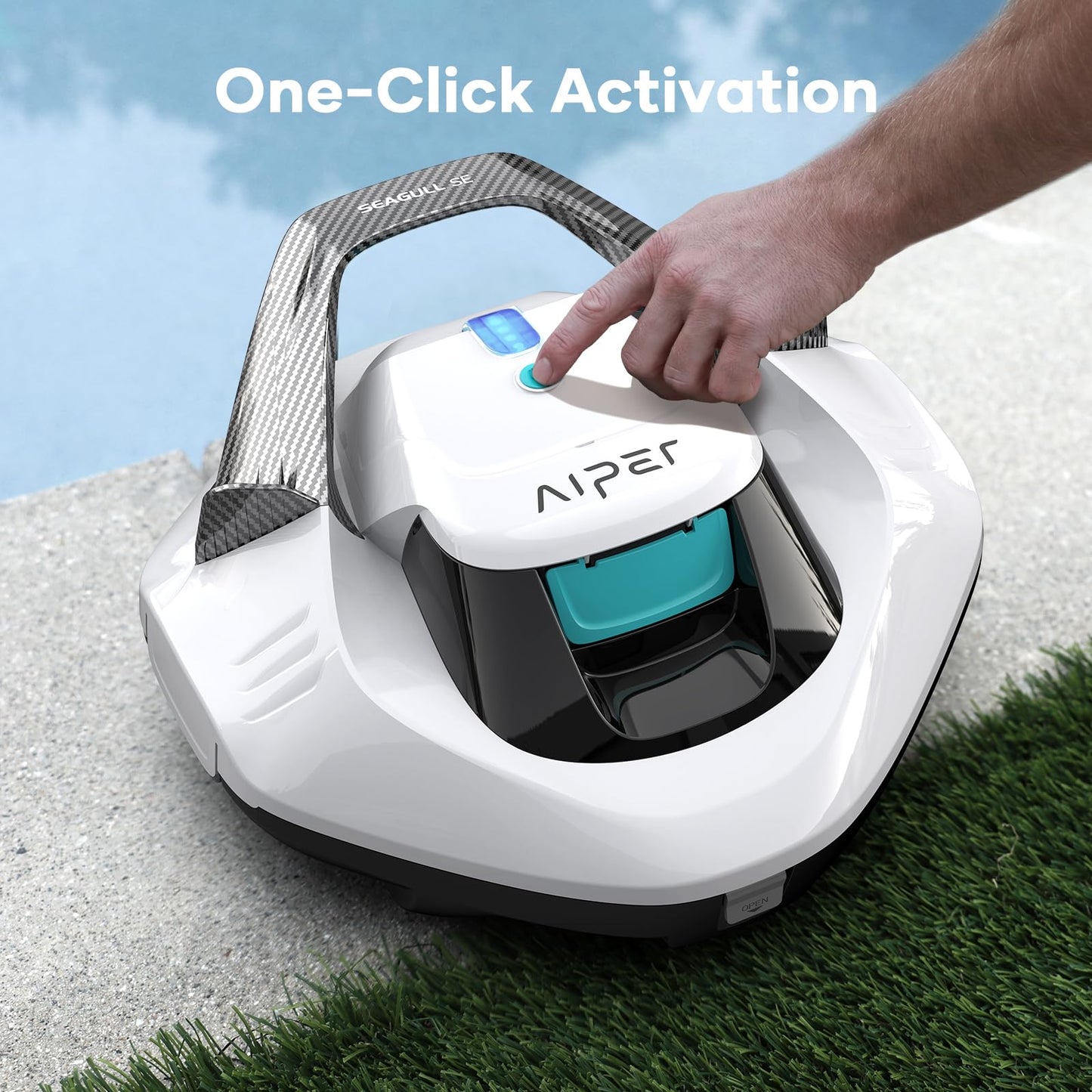 AIPER Cordless Robotic Pool Vacuum, Self-Parking Technology, Portable, Ideal for Above-Ground Flat Pool up to 40 Feet, Grey