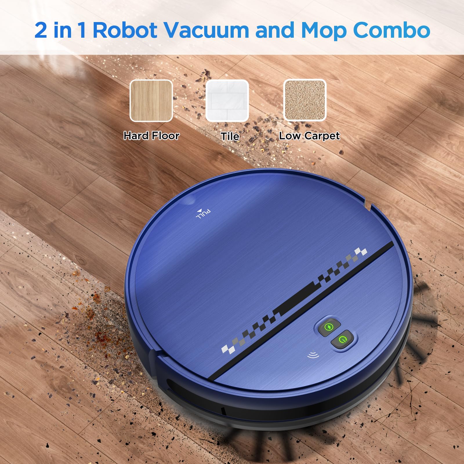 Robot Vacuum, 2 in 1 Robot Vacuum and Mop Combo with APP, Voice and Remote Control, Robot Vacuum Cleaner Perfect for Pet Hair, Hard-Floor and Carpet