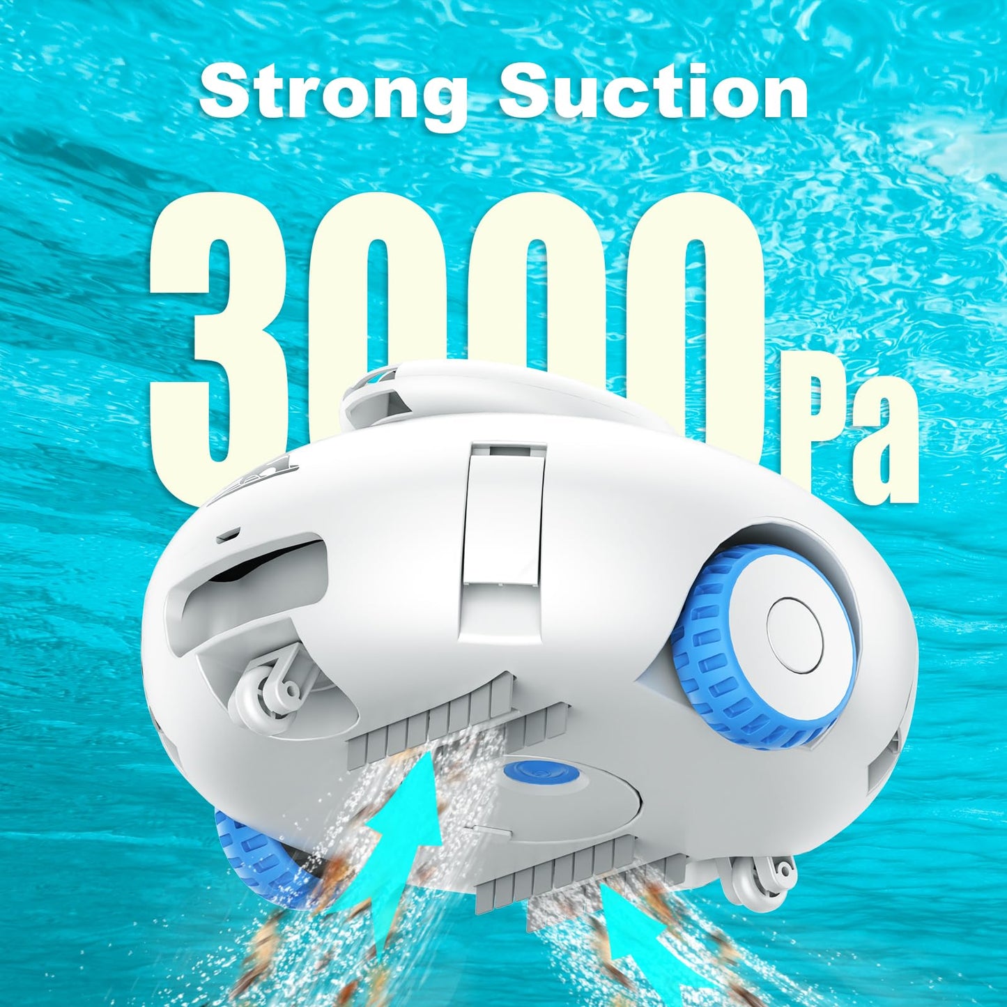 Cordless Robotic Pool Vacuum - Pool Cleaner for Above Ground/In-ground Pools - 7500mAh Battery Lasts 140 Mins, Self-Parking, Powerful Suction Pool Cleaner Vacuum for Flat-Bottom Swimming Pools