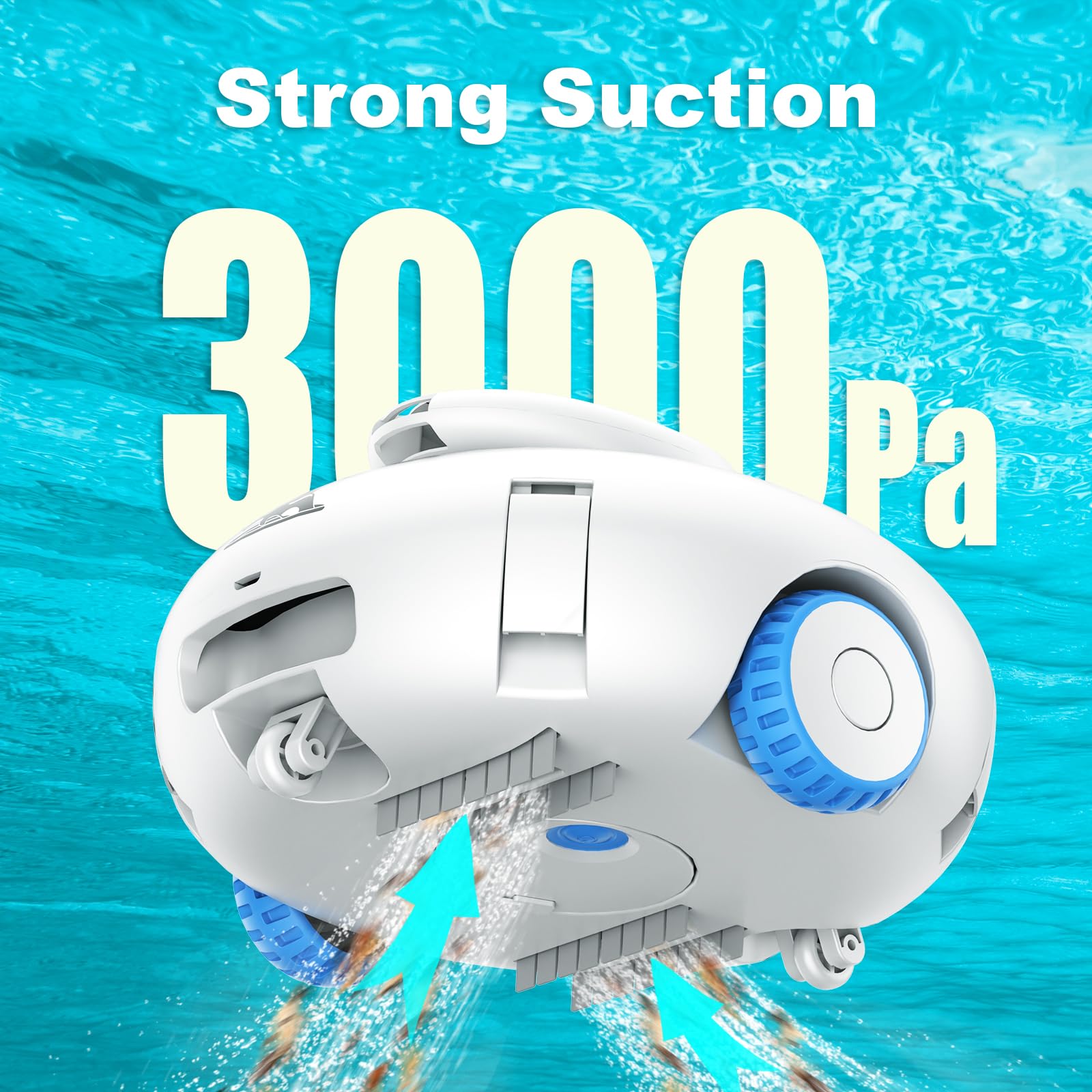 Cordless Robotic Pool Vacuum - Pool Cleaner for Above Ground/In-ground Pools - 7500mAh Battery Lasts 140 Mins, Self-Parking, Powerful Suction Pool Cleaner Vacuum for Flat-Bottom Swimming Pools