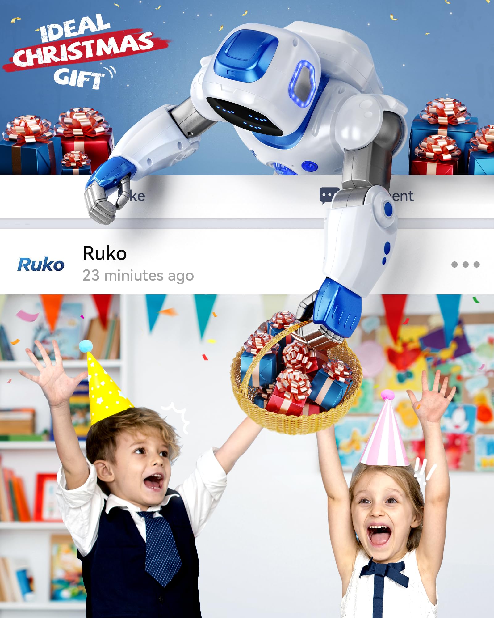 Ruko 1088 Smart Robots for Kids, Large Programmable Interactive RC Robot with Voice Control, APP Control, Present for 4 5 6 7 8 9 Years Old Kids Boys and Girls