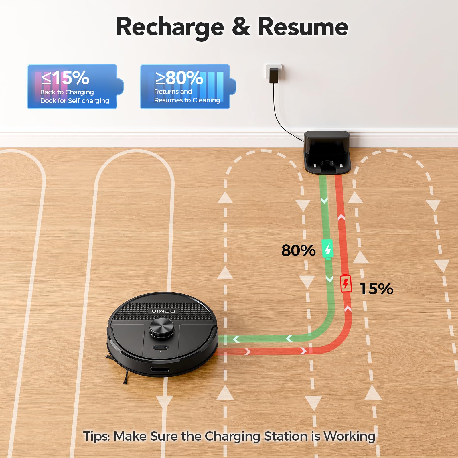 BPMIO Robot Vacuum and Mop Combo 4500Pa Max Suction with LiDAR Navigation Smart Mapping, 145 Min Runtime Customized Cleaning Schedule, Works with Alexa/WiFi/App, Great for Pet Hair, Carpet, Hard Floor