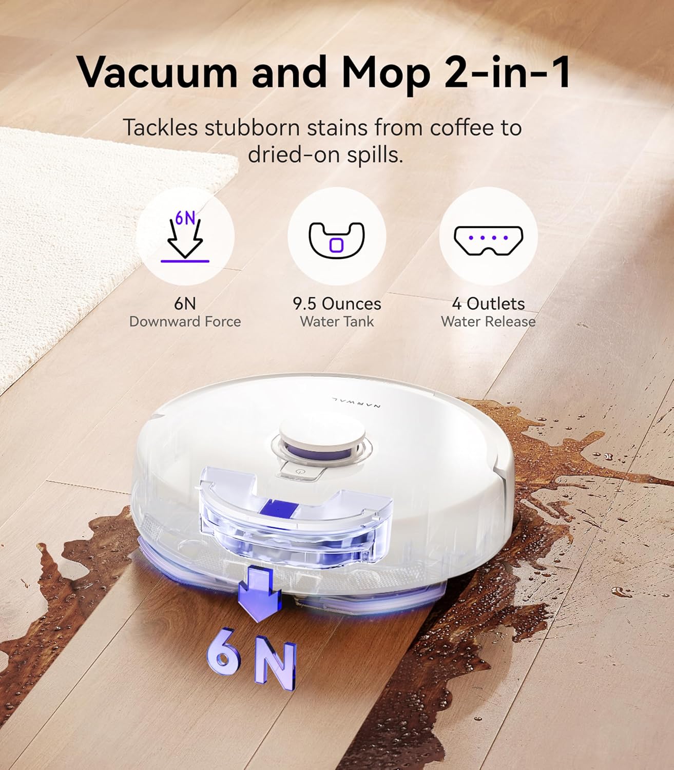 NARWAL Freo X Plus Robot Vacuum and Mop, 7-Week Dust Storage, Zero Tangles, 7800Pa Suction, Mopping, Tri-Laser Obstacle Avoidance, LiDAR Navigation, Multi-Floor Mapping, Works with Alexa, App Control