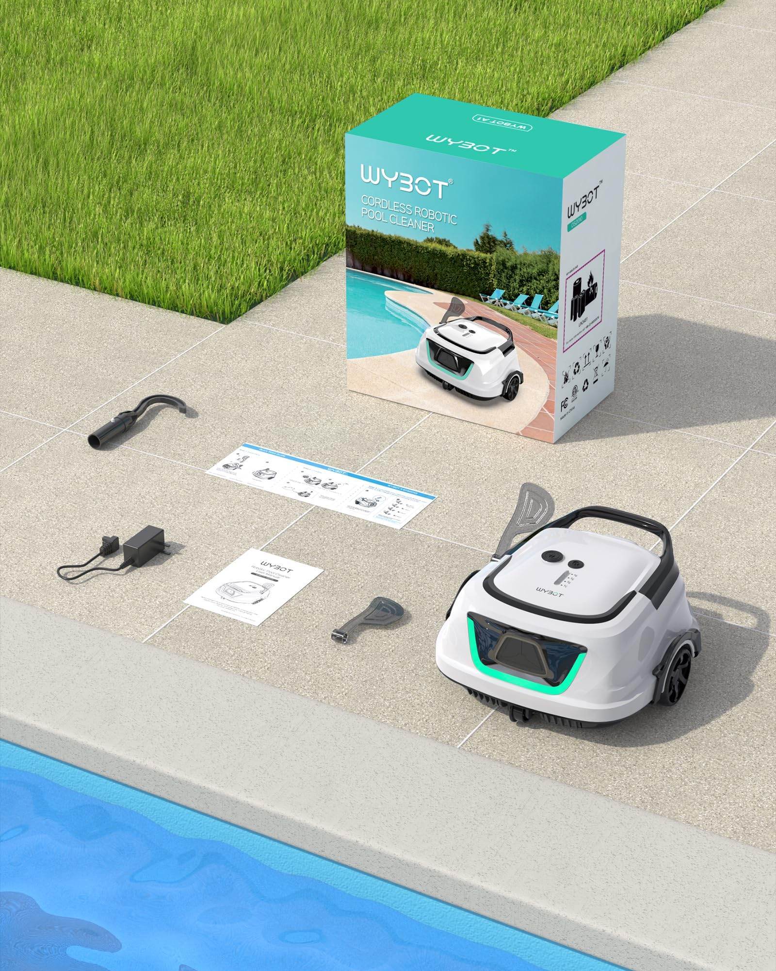 (2024 New) WYBOT A1 Cordless Pool Vacuum with Double Filters, Robotic Pool Cleaner Last 120 Mins, 2.5H Fast Charging, LED Indicators, Ideal for Above Ground Flat-Bottom Pools